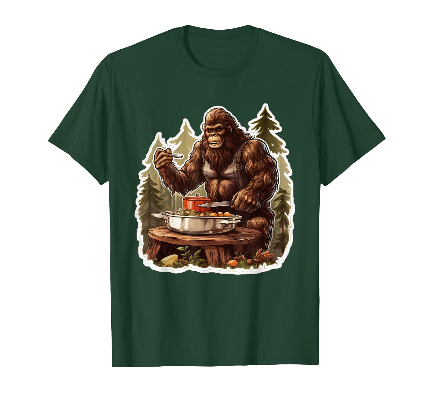 Bigfoot Chef Sasquatch Cooking Food Funny Foodie T-Shirt