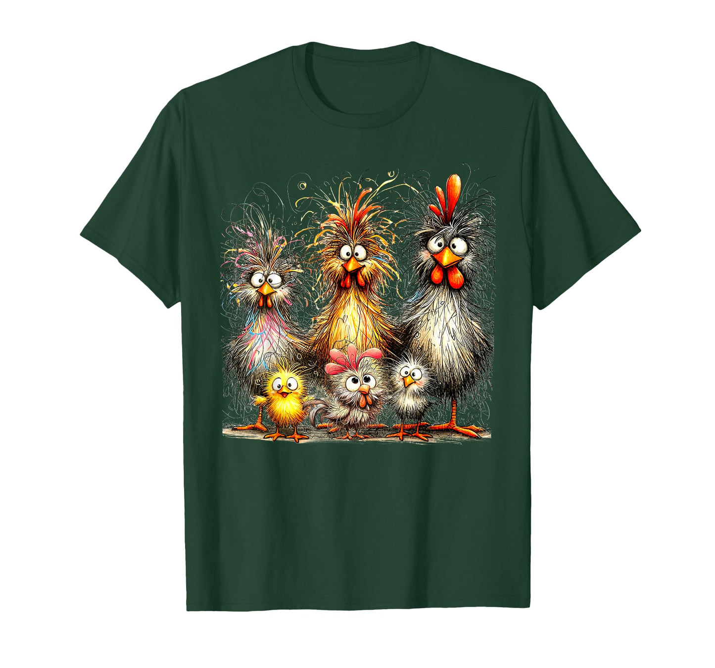 Funny Chicken Eagerlys Colorful Rufled Hair Painting Women T-Shirt