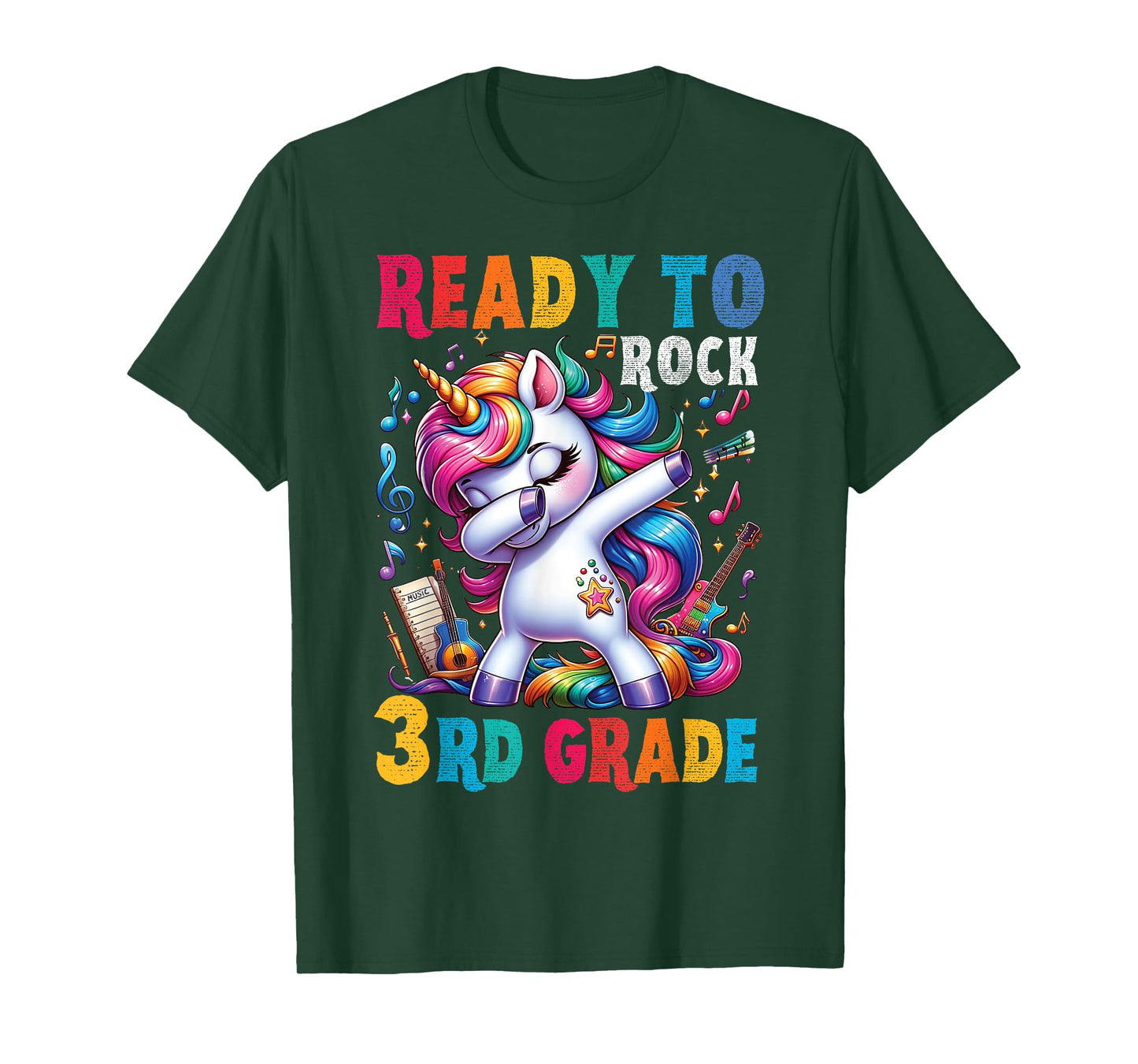Student back to School 3rd grade Girls Musical Music Unicorn T-Shirt