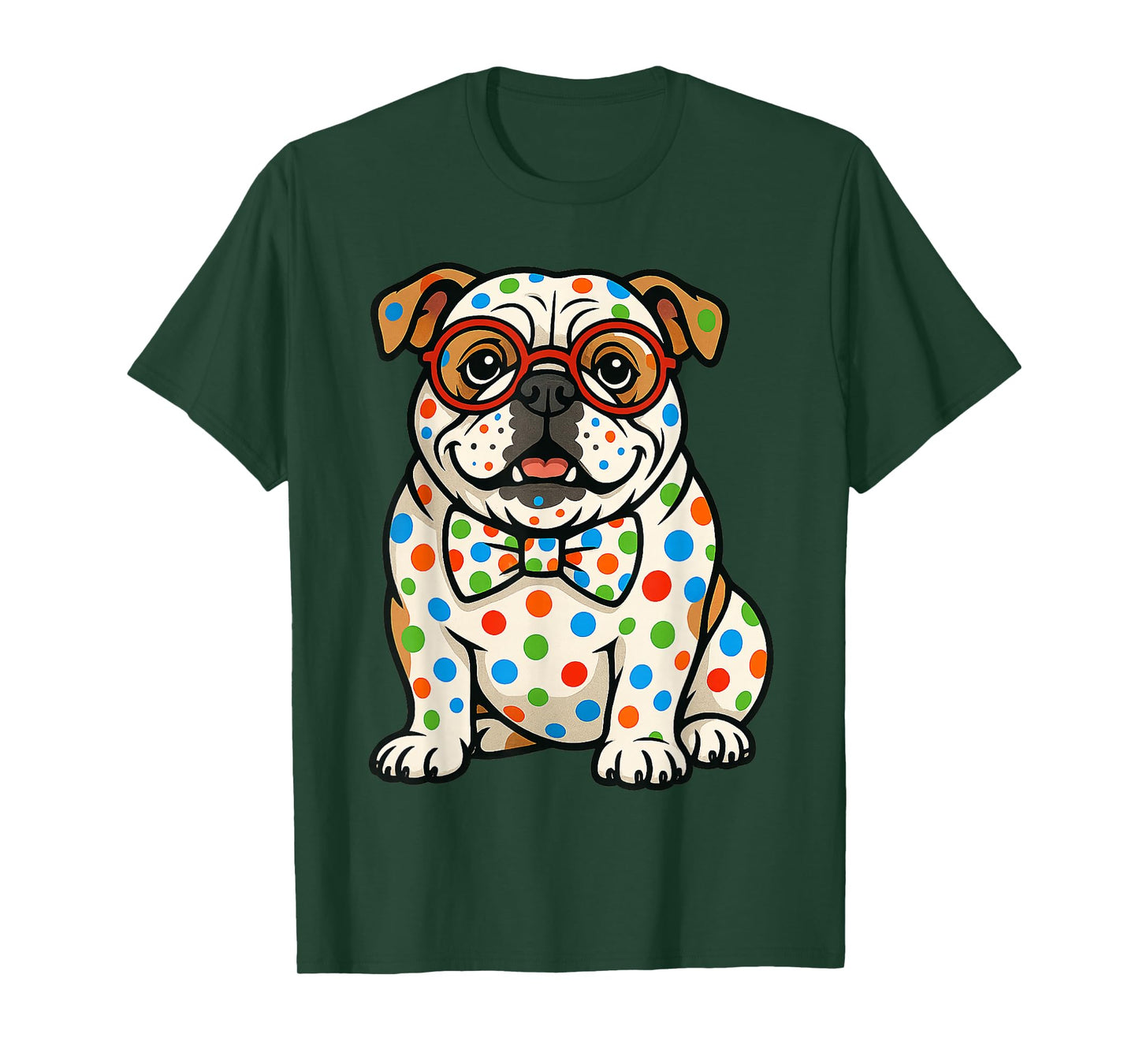 Dot Day Bulldog with Colorful Polka Dots for Kids T-Shirt