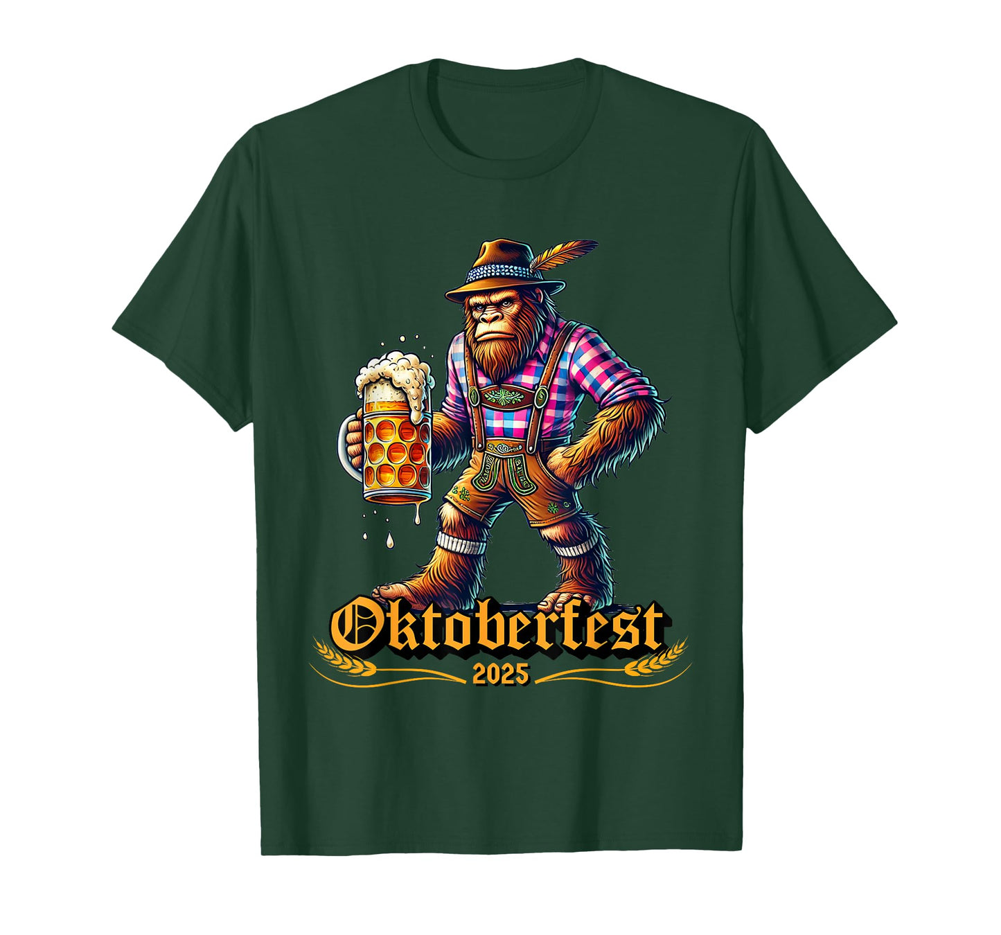 German Bigfoot Sasquatch Lederhose Funny Oktoberfest 2025 T-Shirt