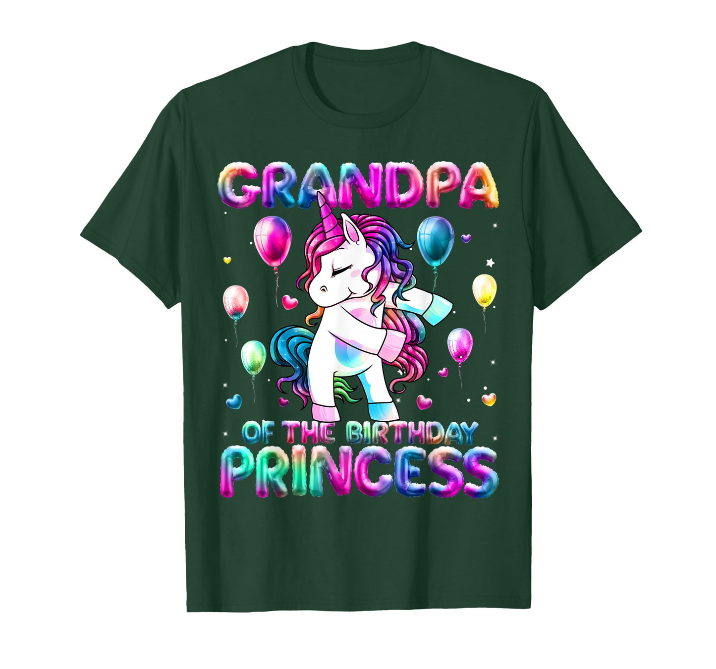 Grandpa of the Birthday Princess Girl Flossing Unicorn Papa T-Shirt