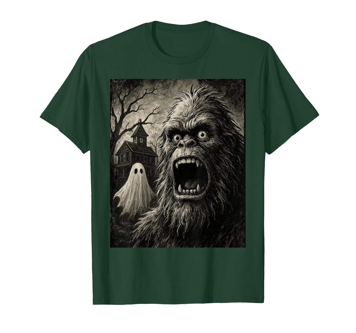Bigfoot Halloween Funny Sasquatch Ghost Men Boy Kids Bigfoot T-Shirt