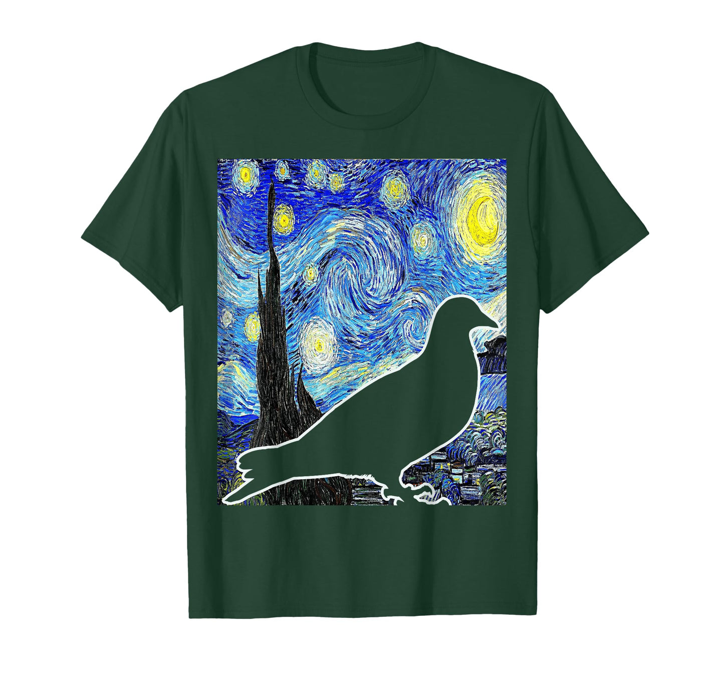 Pigeon Starry Night Van Gogh Birdwatching Ornithology T-Shirt