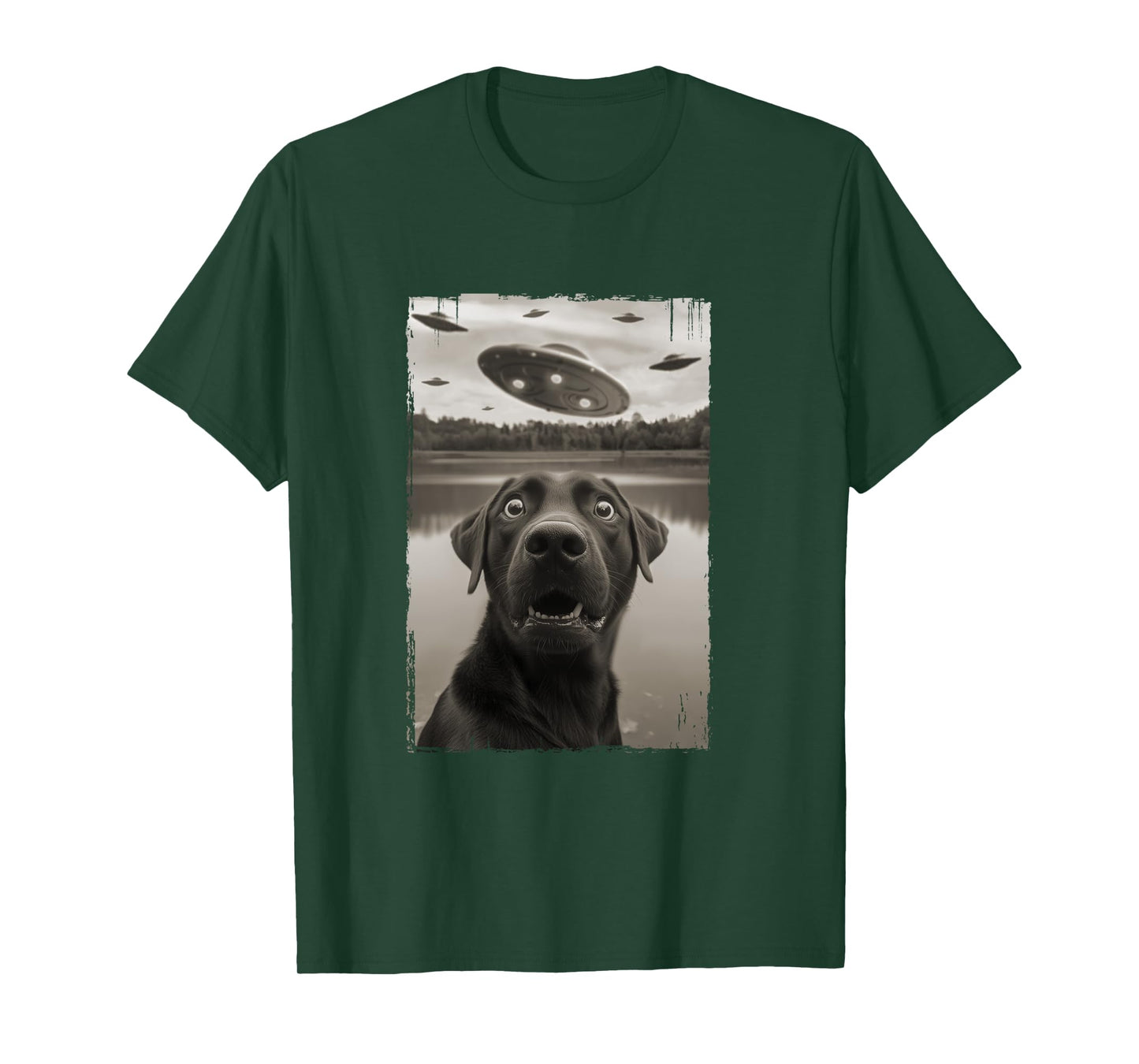 Classic Funny UFO and Labrador Retriever Selfie Long Sleeve T-Shirt