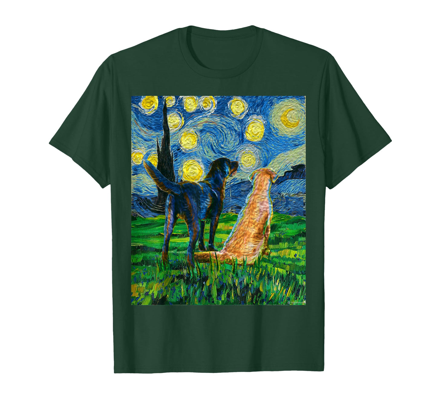 Gift for Labrador Retriever Owner Dog Lover Art Van Gogh T-Shirt for Men Women