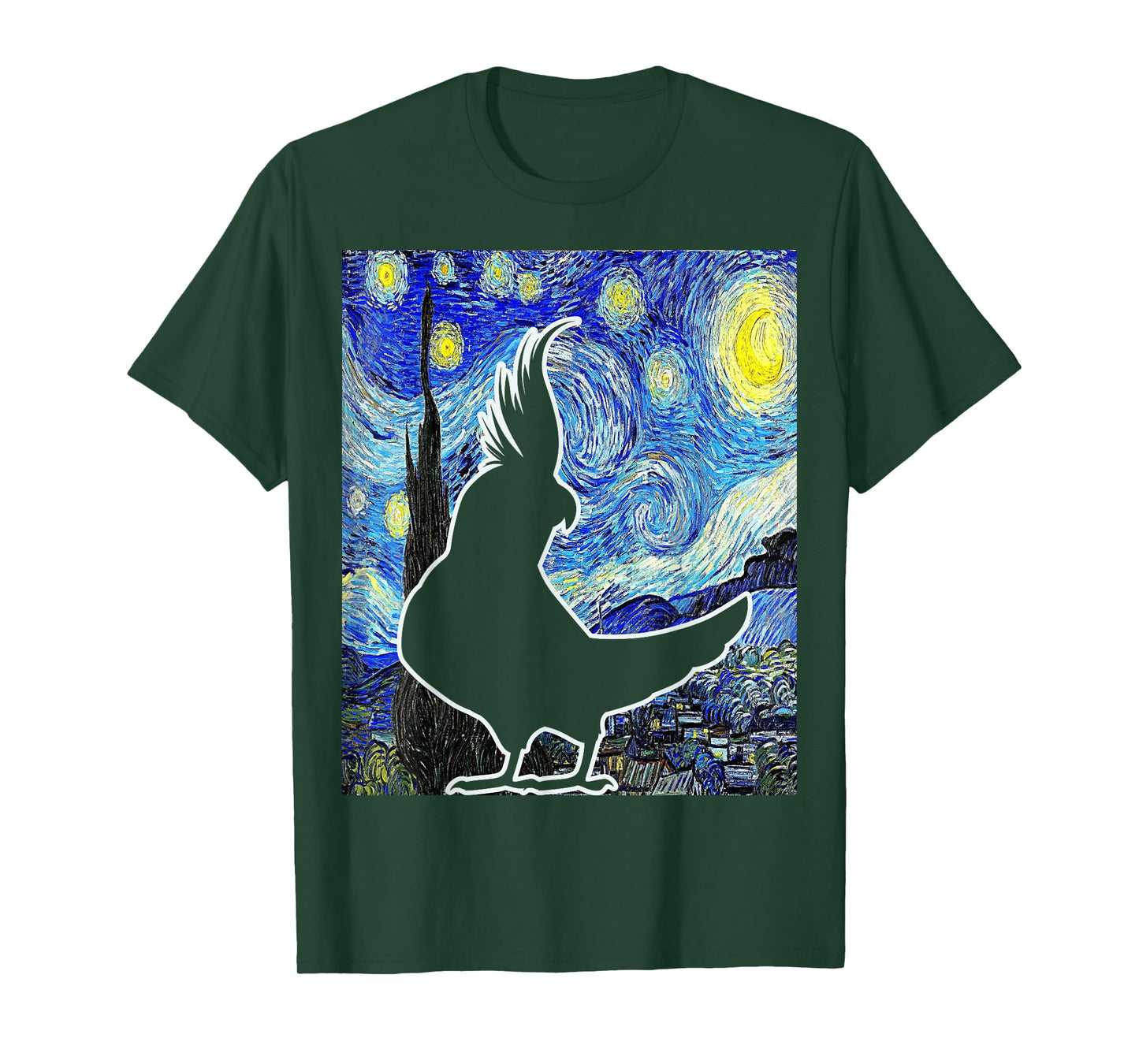 Cockatiel Starry Night Van Gogh Cockatiel Parrot Birding T-Shirt