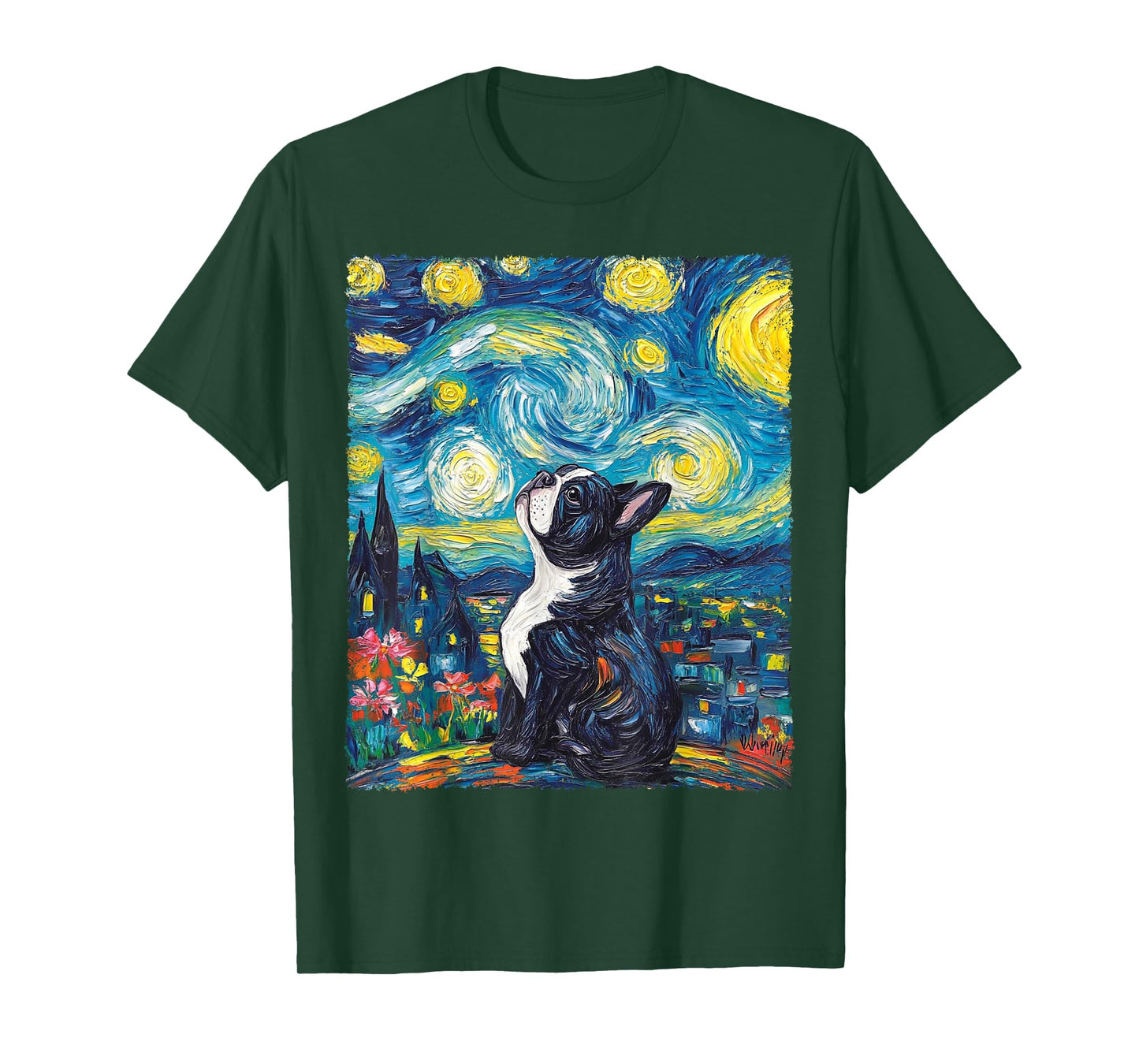 Van Gogh Starry Night French Bulldog T-Shirt