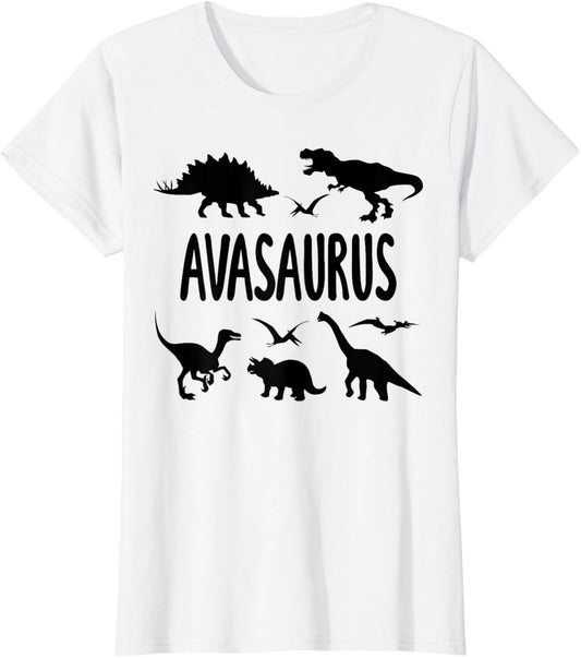 Dinosaur T Rex Ava Avasaurus Girls Dino Name T-Shirt