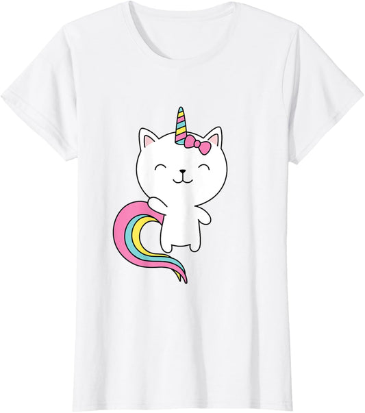 Caticorn T-Shirt Cute Cat Unicorn Horn Rainbow Pastel Colors T-Shirt