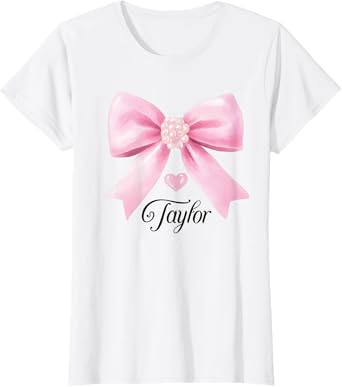 Taylor Outfit Cute Pink Bow Heart Shirt Teen Girls Tees T-Shirt