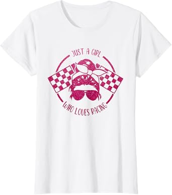 Just A Girl Who Loves Racing Race Day Checkered Flags Gift T-Shirt