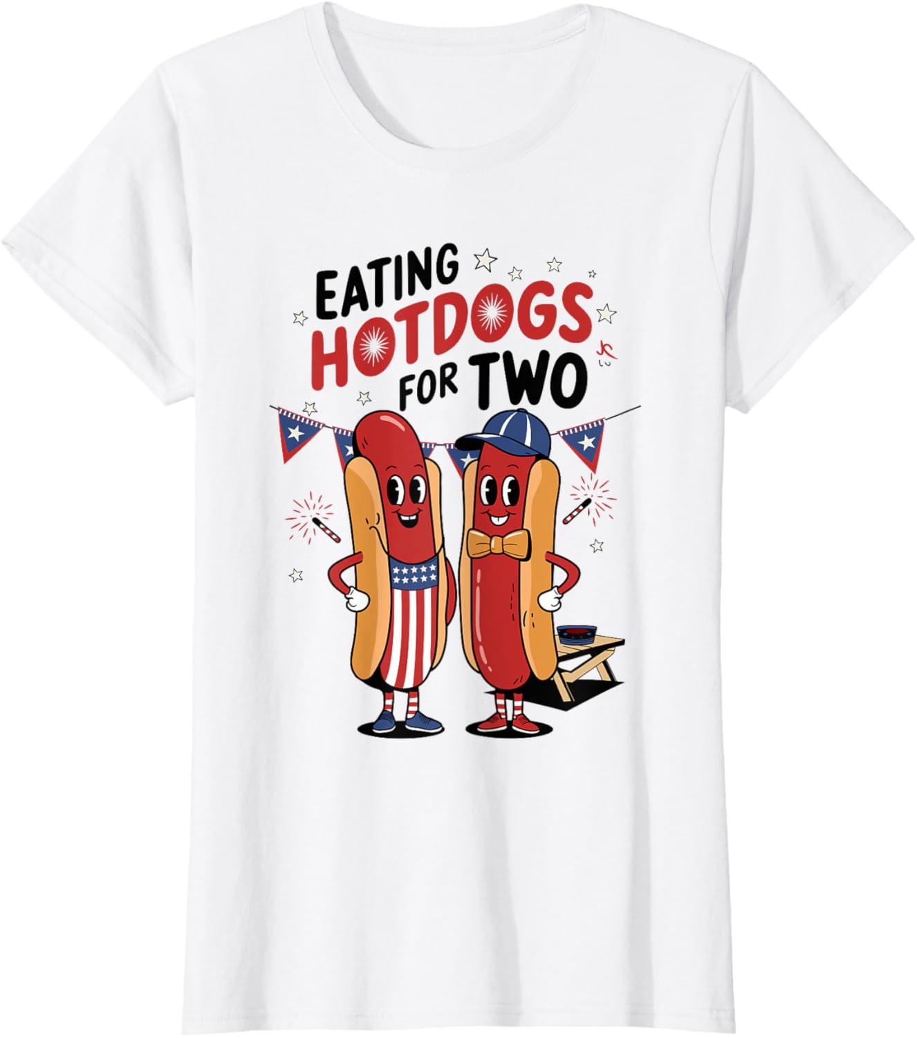 Eating Hotdogs For Two pregnant Funny 4th Of July Pregnancy T-Shirt