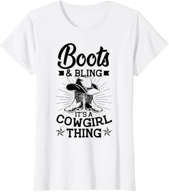 Cowgirl Boots and Hat Graphic Women Girls Cowgirl Western T-Shirt