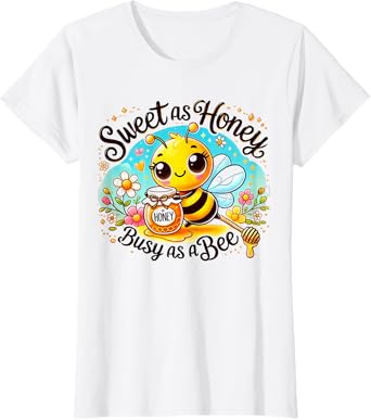Cute Bee with Honey - Sweet as Honey, Busy as a Bee T-Shirt