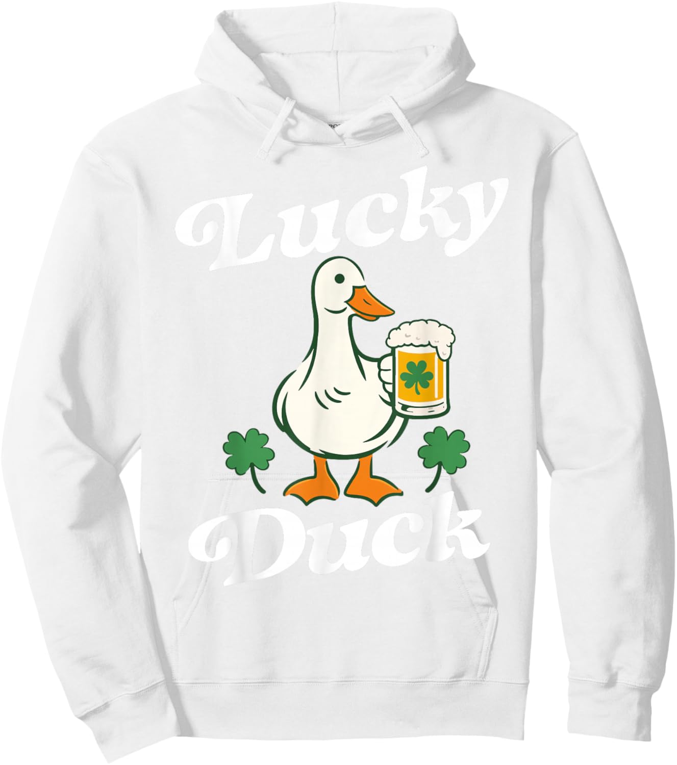 St Patrick's Day Lucky Duck Saint Paddy's Day Irish Beer T-Shirt Hoodie - Hoodie | White