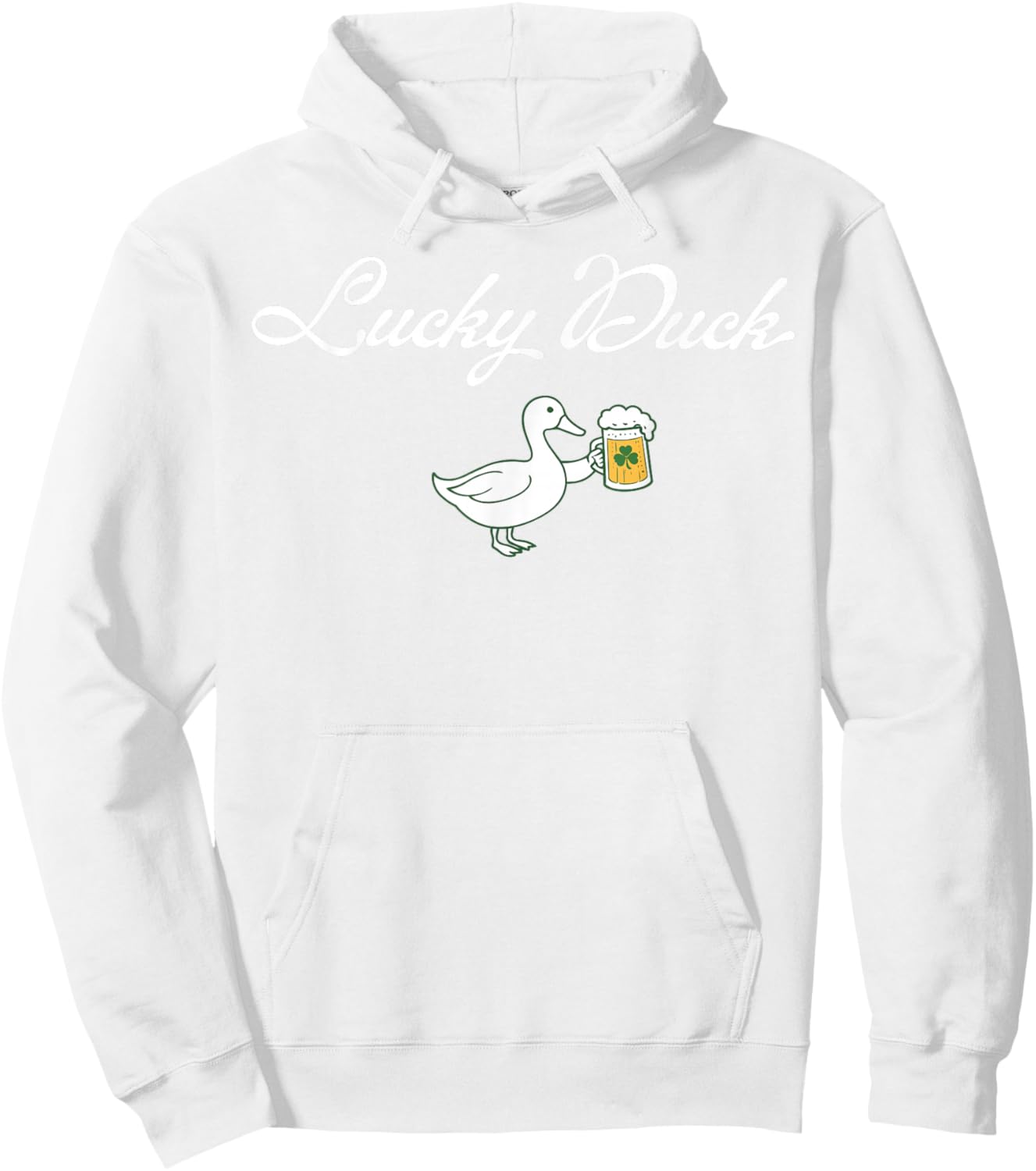 St Patrick's Day Lucky Duck Saint Paddy's Day Irish Beer T-Shirt Hoodie - Hoodie | White