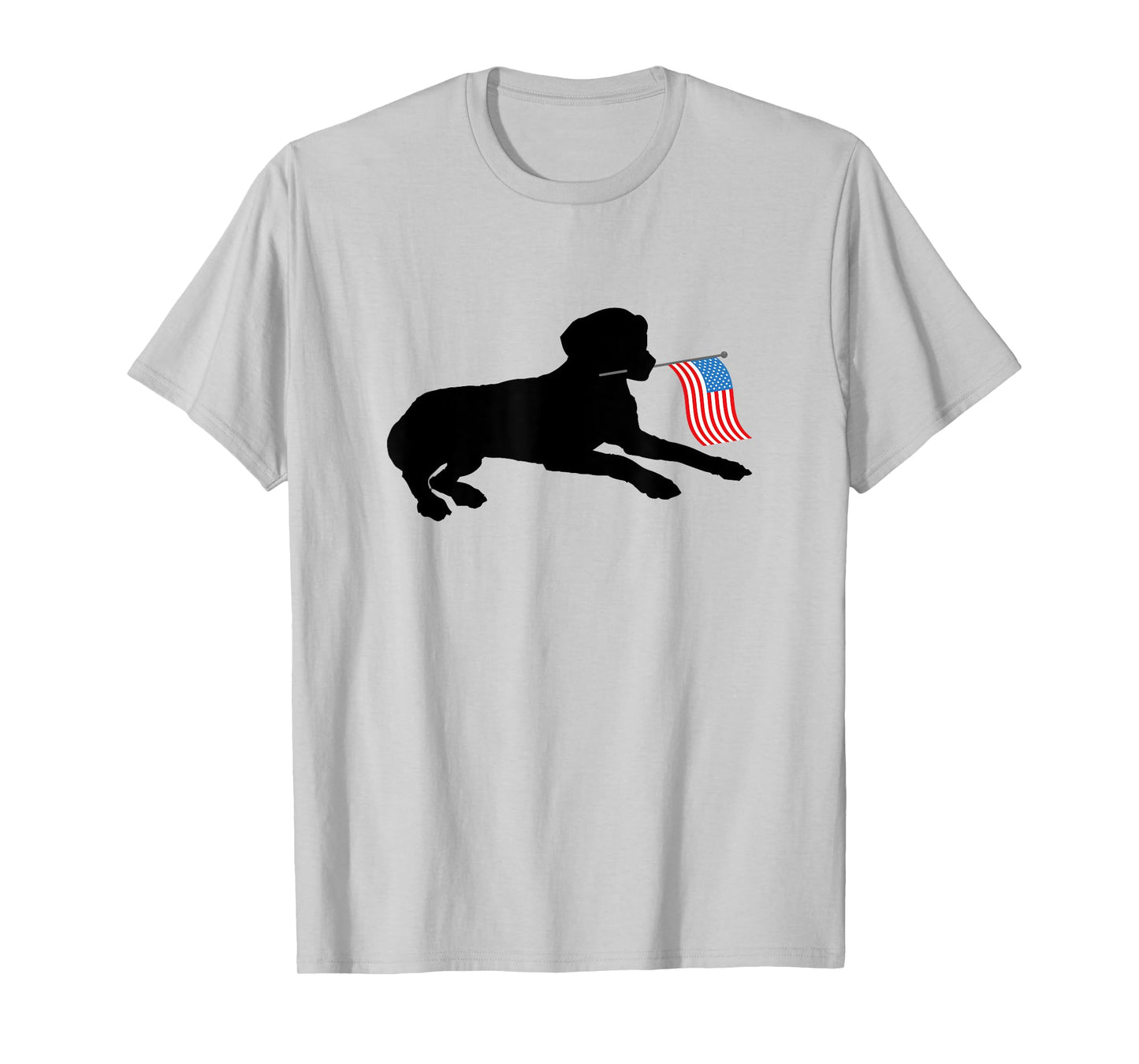 Black Lab Dog Holding July 4th Patriotic USA Flag T-Shirt T-Shirt