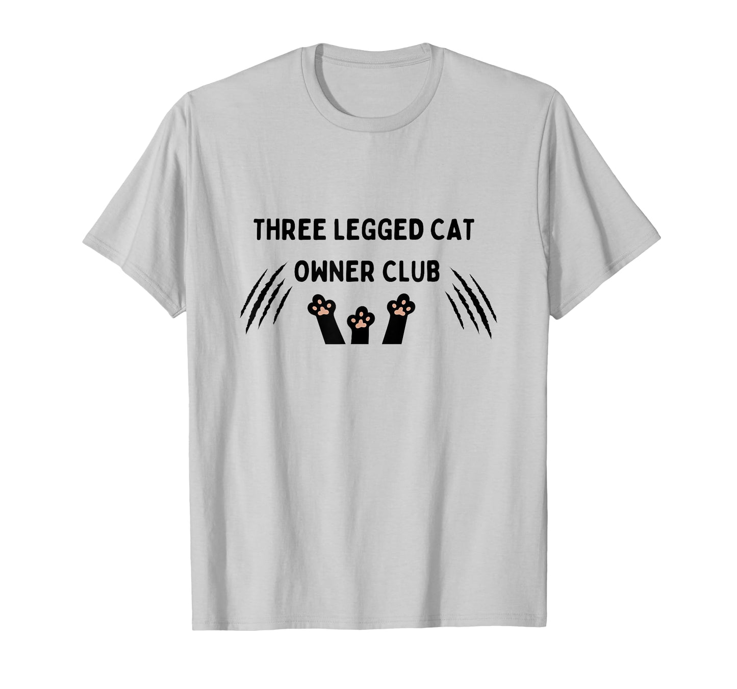 Moon Monkey And Bear Unisex-Adults, Unisex-Kids Three Legged Cat Owner Club Modern Cat Letter Print White Short Sleeve T-Shirt