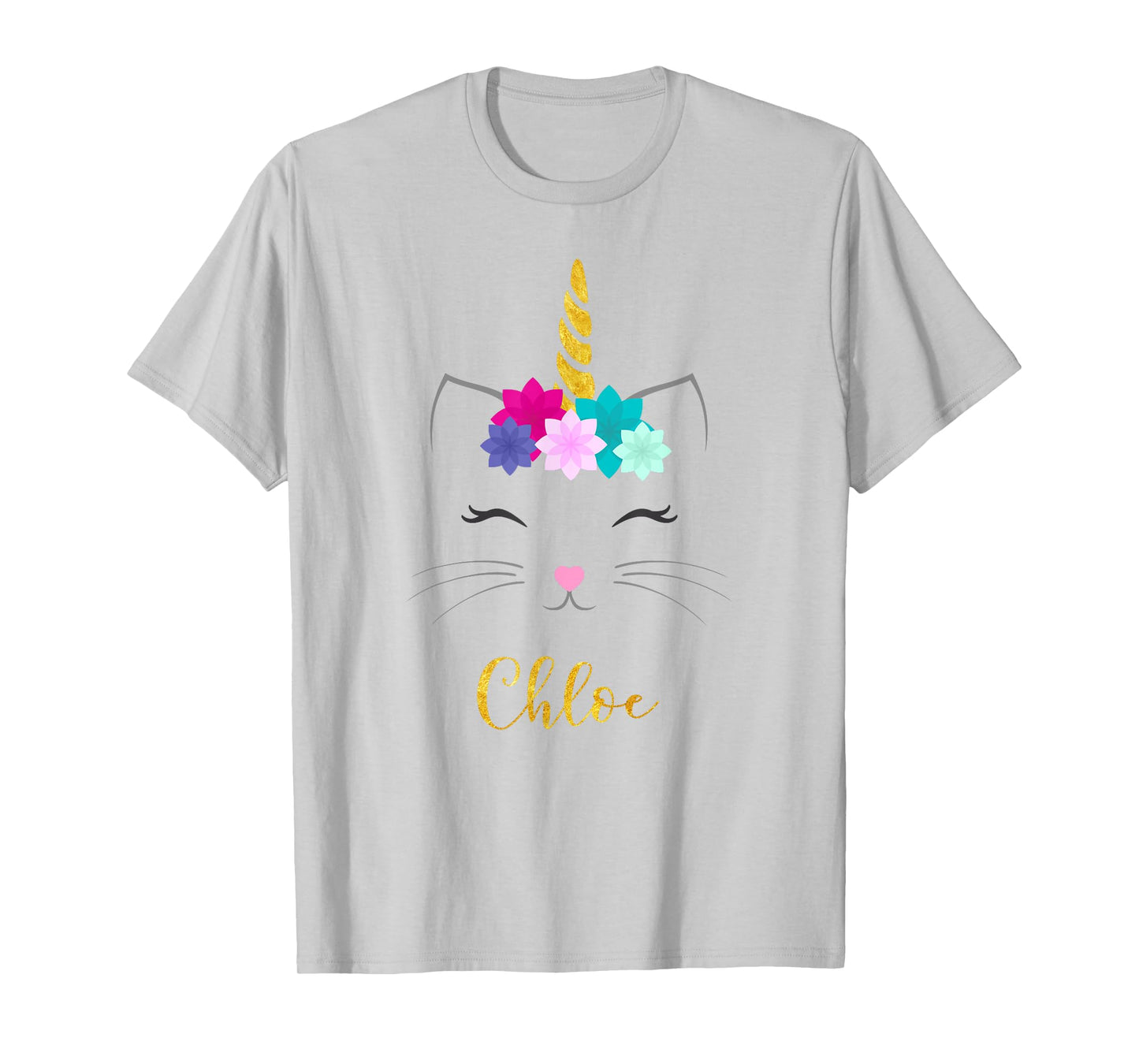 Chloe Name Shirt Cat Unicorn Personalized Birthday Gift