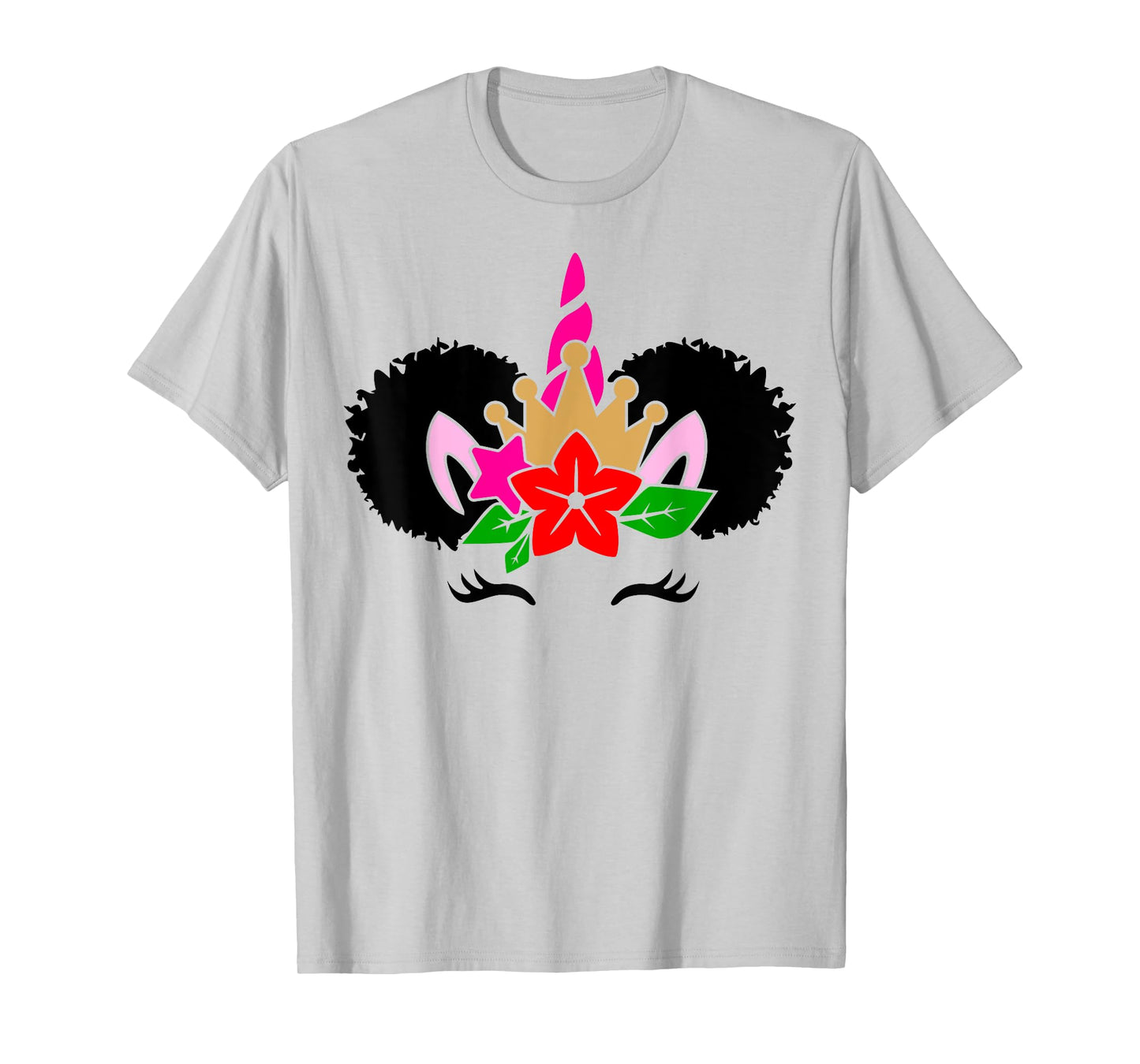 Black Girl Cute Unicorn Afro Hair Puffs Women Melanin T-Shirt