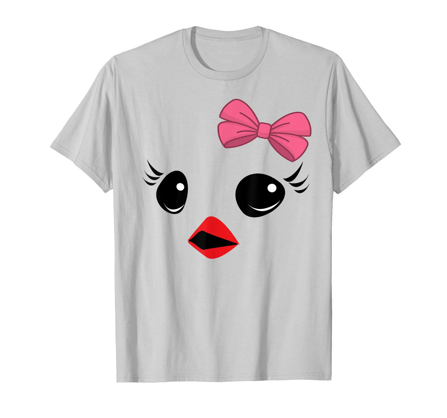 Easter Baby Chick Chicken Face Shirt Pink Bow Girls Women T-Shirt
