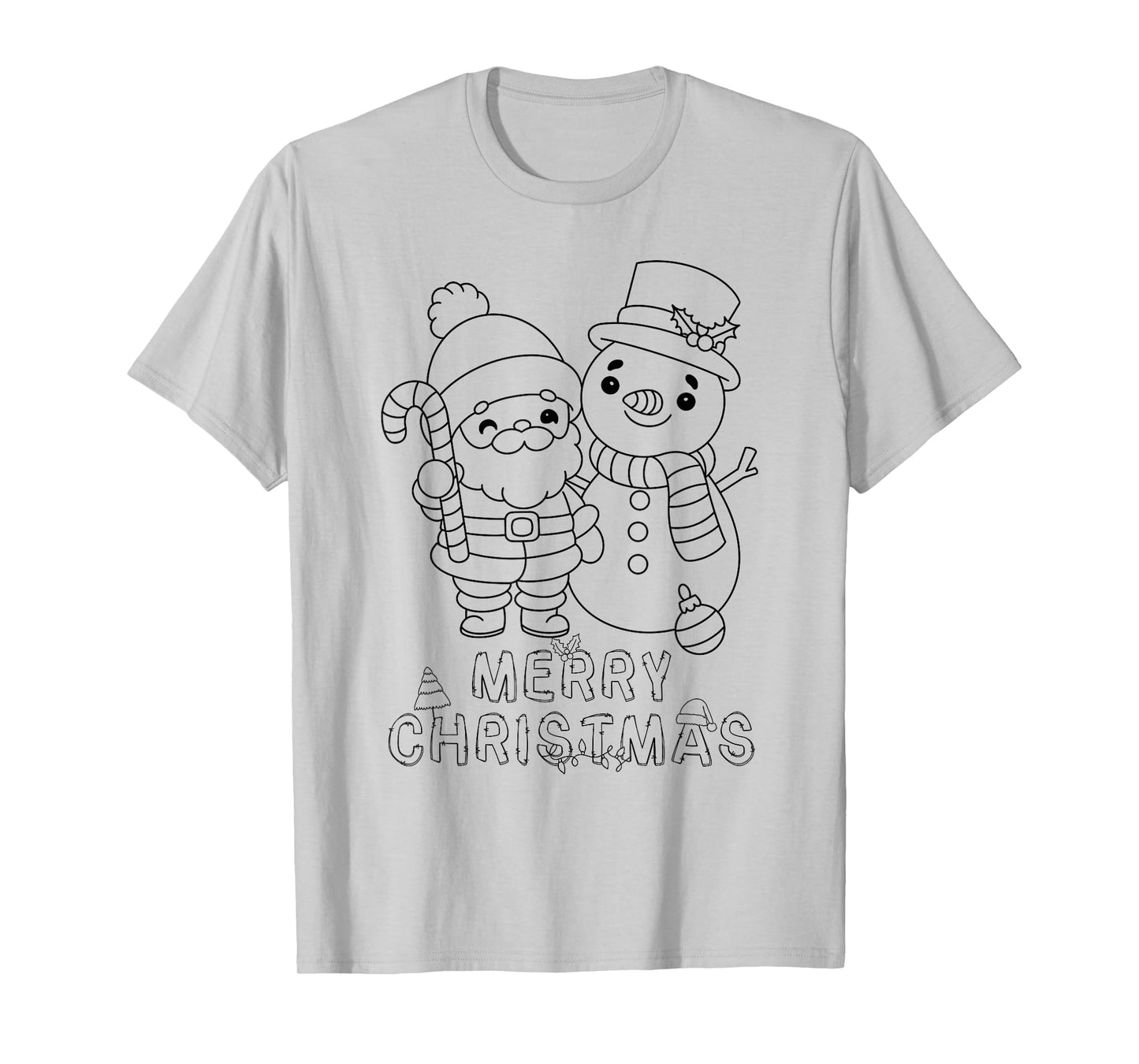 Merry Christmas Santa Claus Snowman XMAS DIY Kids Coloring T-Shirt