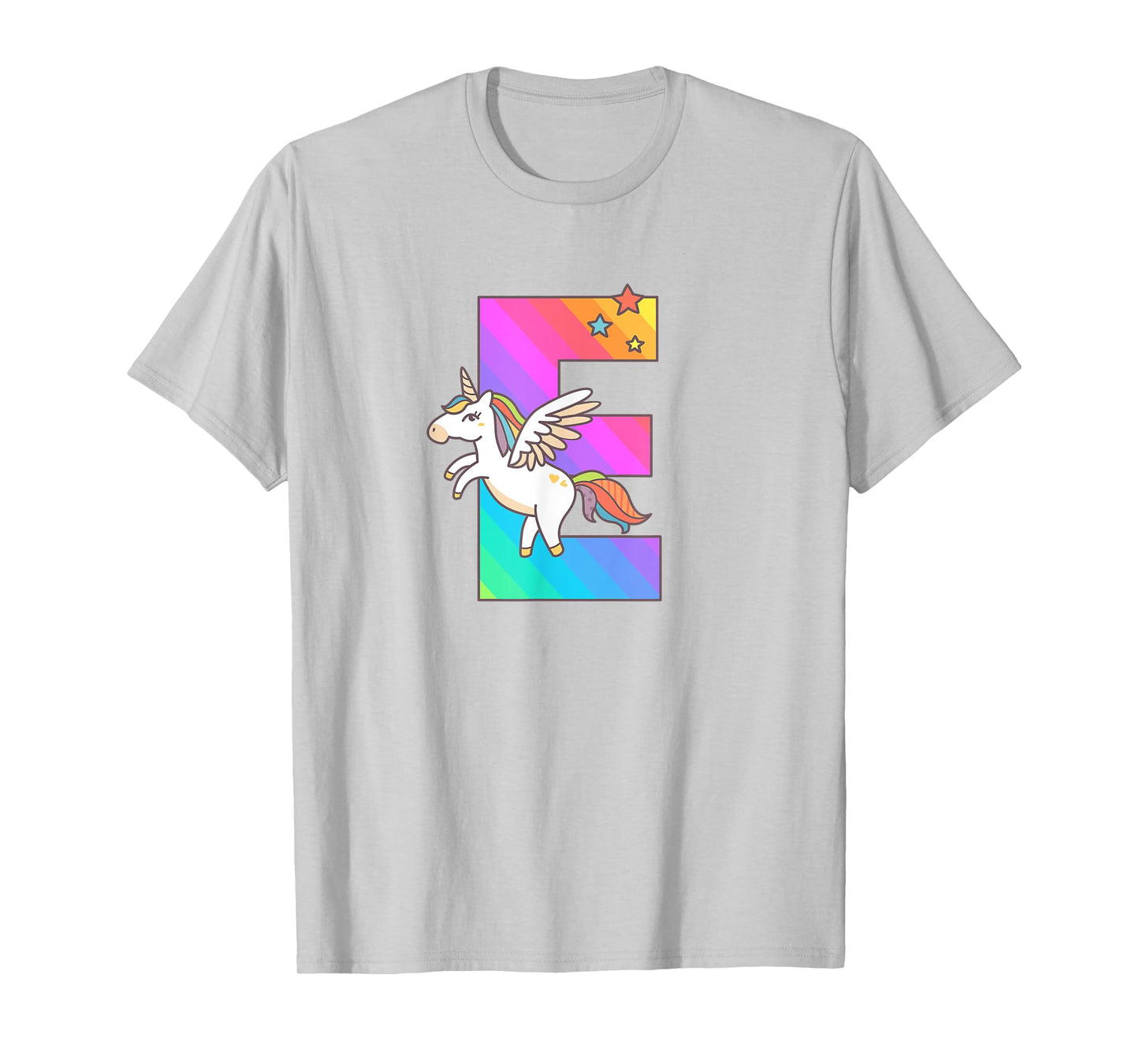 Unicorn Monogram Letter E Initial Cute Girls Birthday Gift T-Shirt
