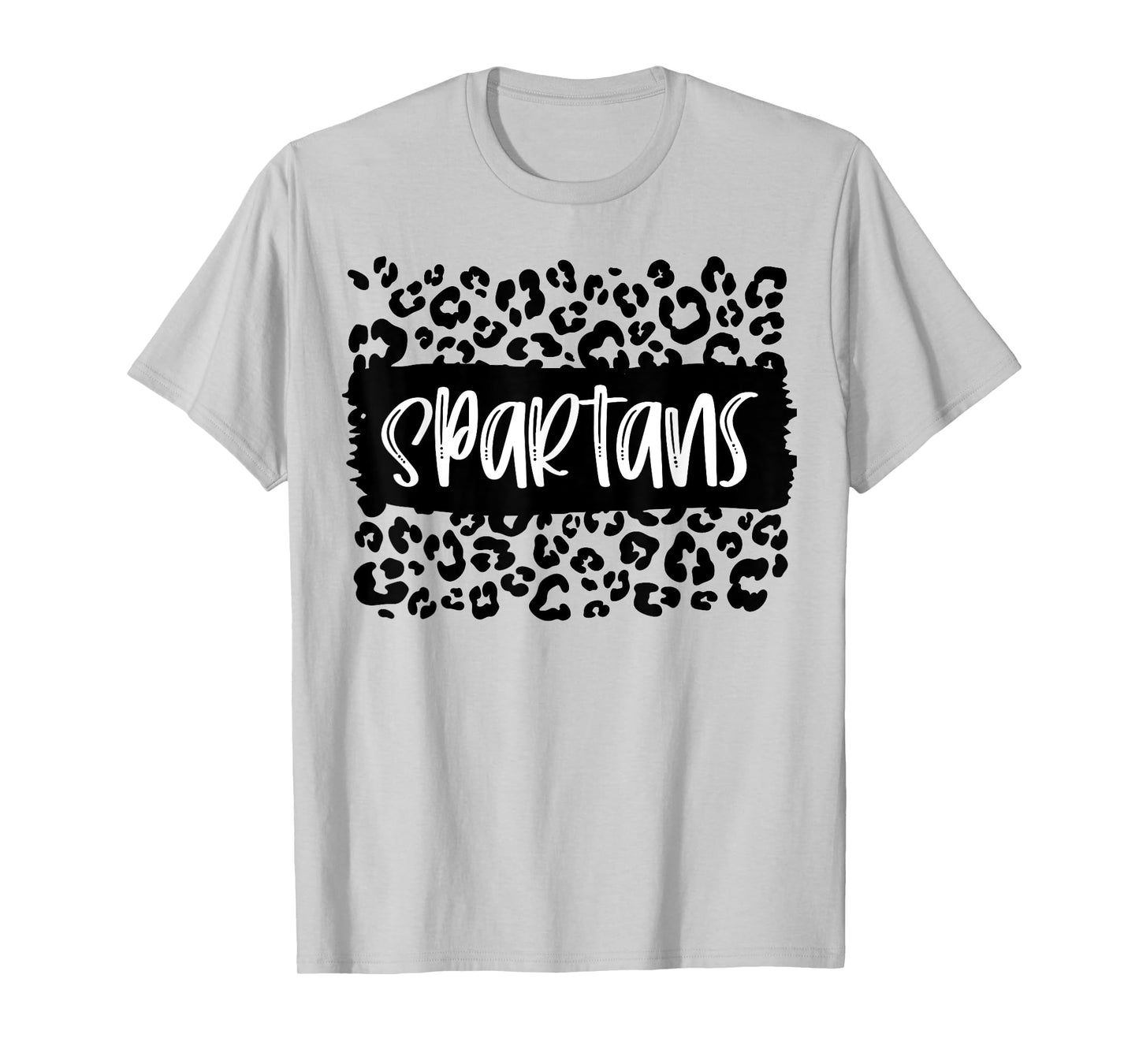 Spartans Team Mascot School Spirit Game Night Leopard Print T-Shirt