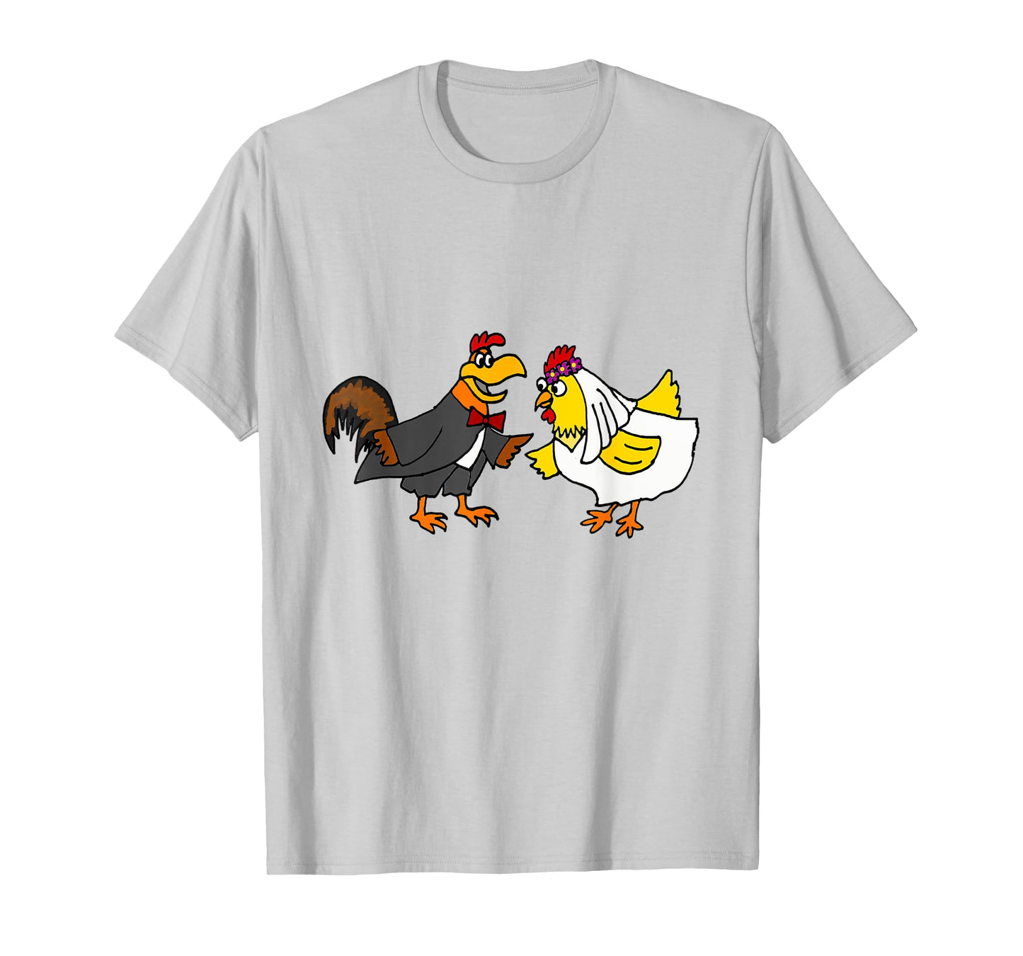 Smilenowtees Funny Rooster and Hen Chicken Wedding T-shirt T-Shirt