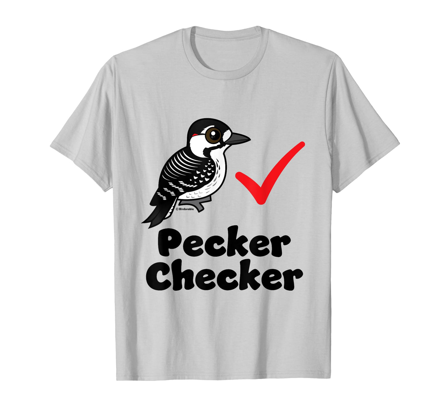 Cute Cartoon Red-cockaded Woodpecker Checker Funny Birder T-Shirt