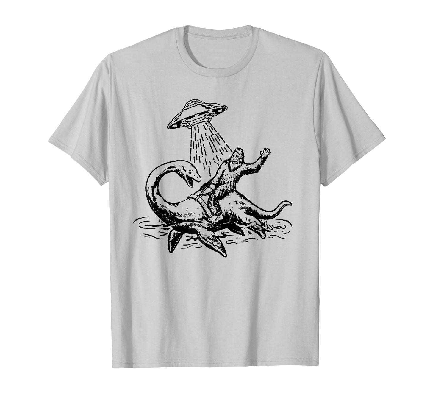 Bigfoot Riding Loch Ness Monster Funny Sasquatch Nessie T-Shirt