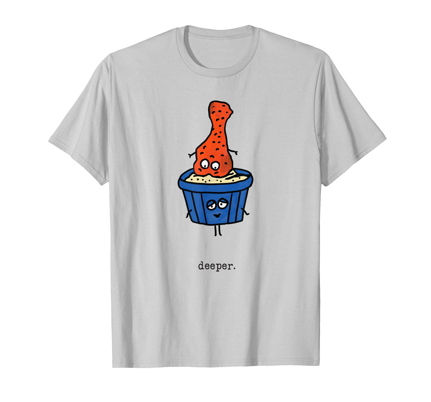 Deeper: Funny Chicken Wing & Blue Cheese Or Ranch Dip Comic T-Shirt