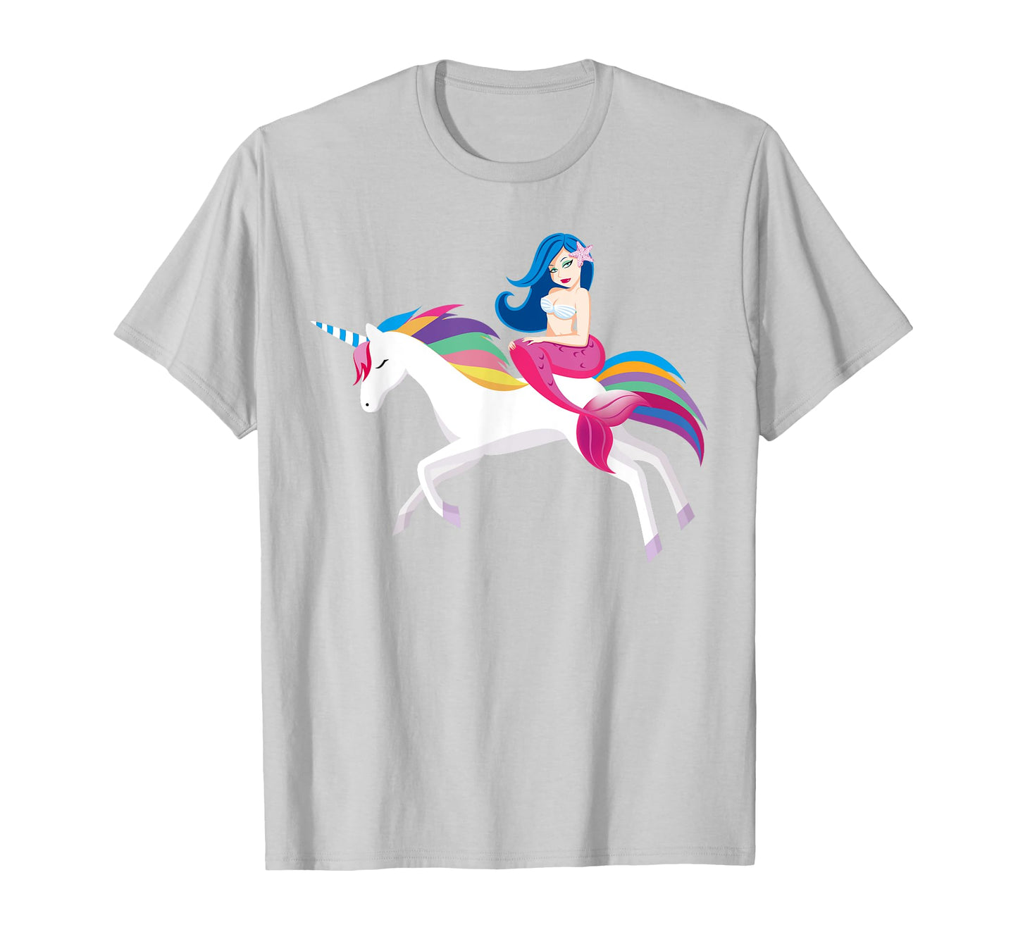 Unicorn Mermaid - Funny Mermaid Riding Unicorn T Shirt