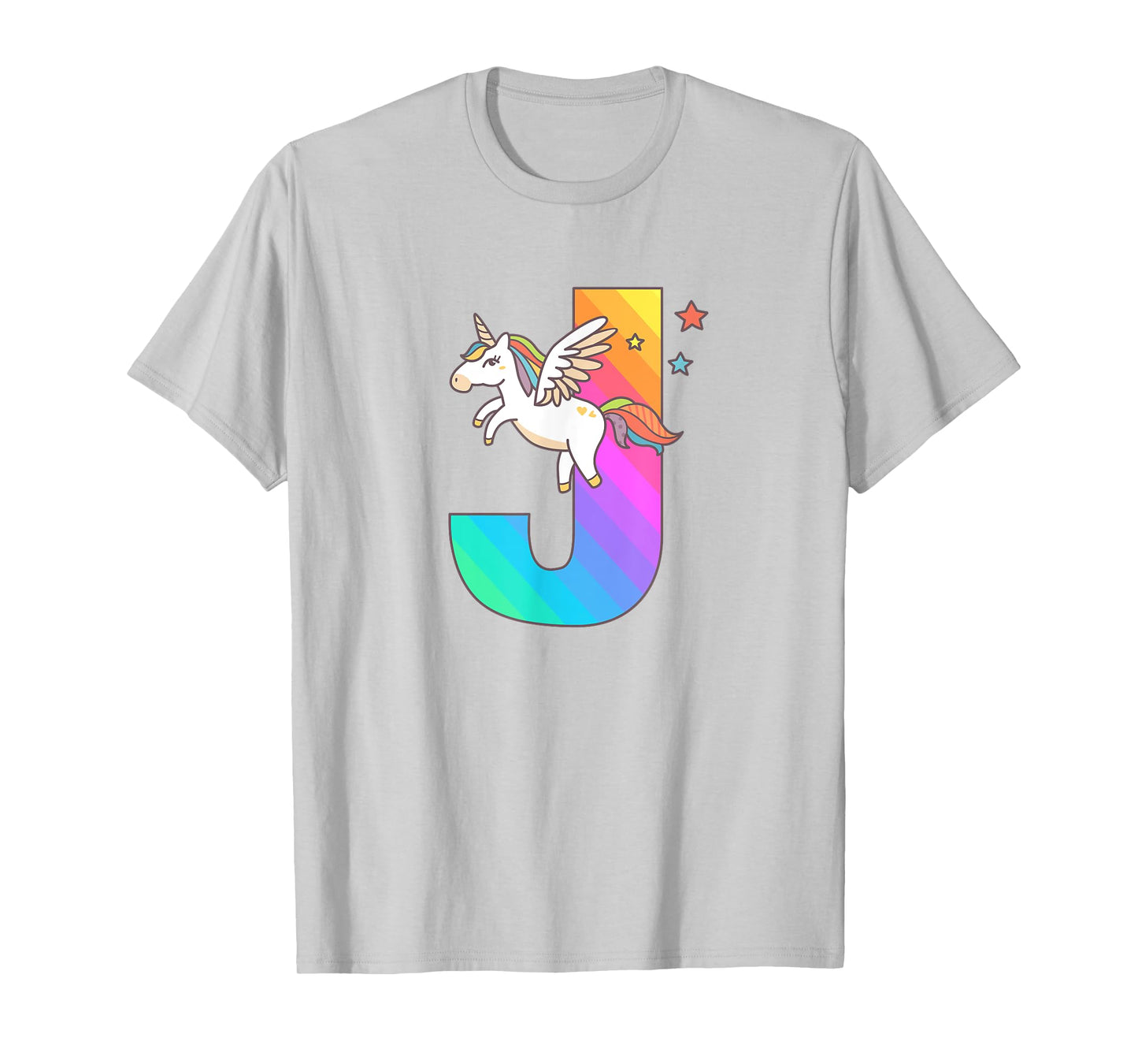 Unicorn Monogram Letter J Initial Cute Girls Birthday Gift T-Shirt