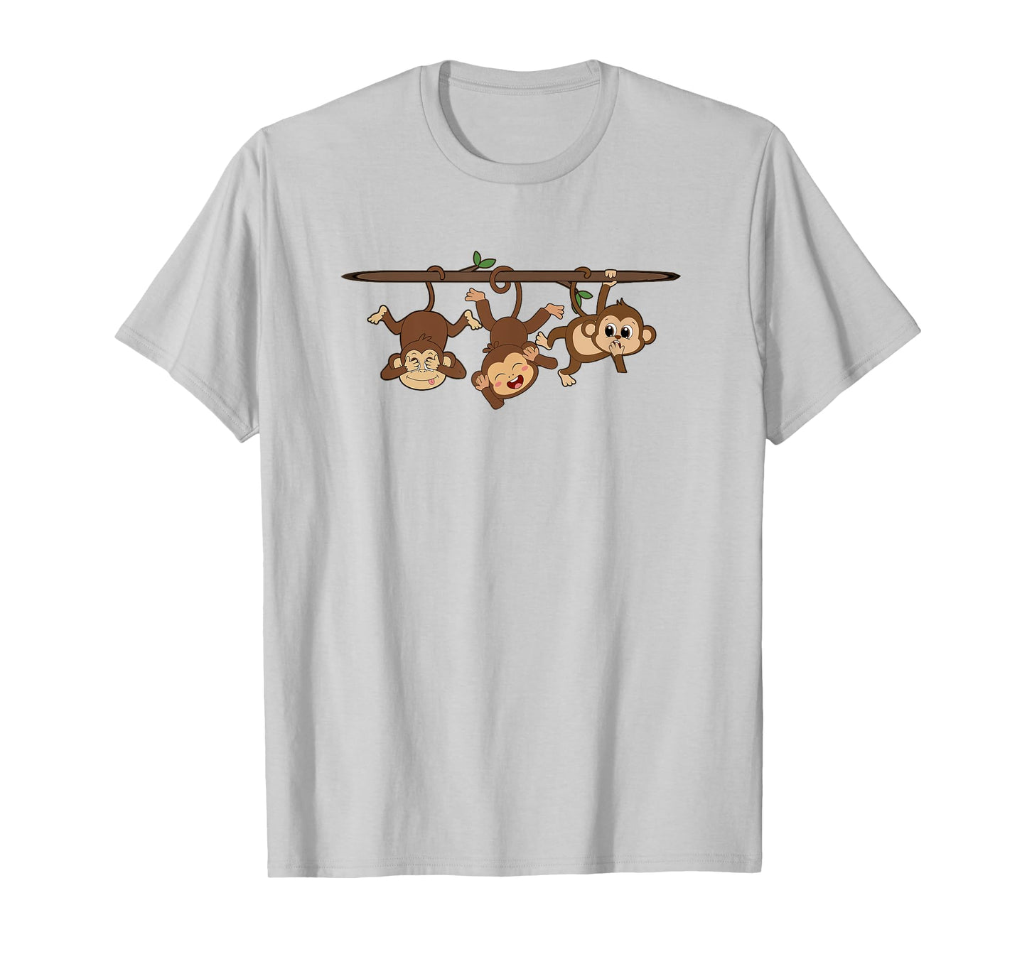 Hear See Speak No Evil Japanese Proverb Design Unisex-Adults, Unisex-Kids White Short Sleeve Cotton 60%, Polyester 40% Monkey T-Shirt