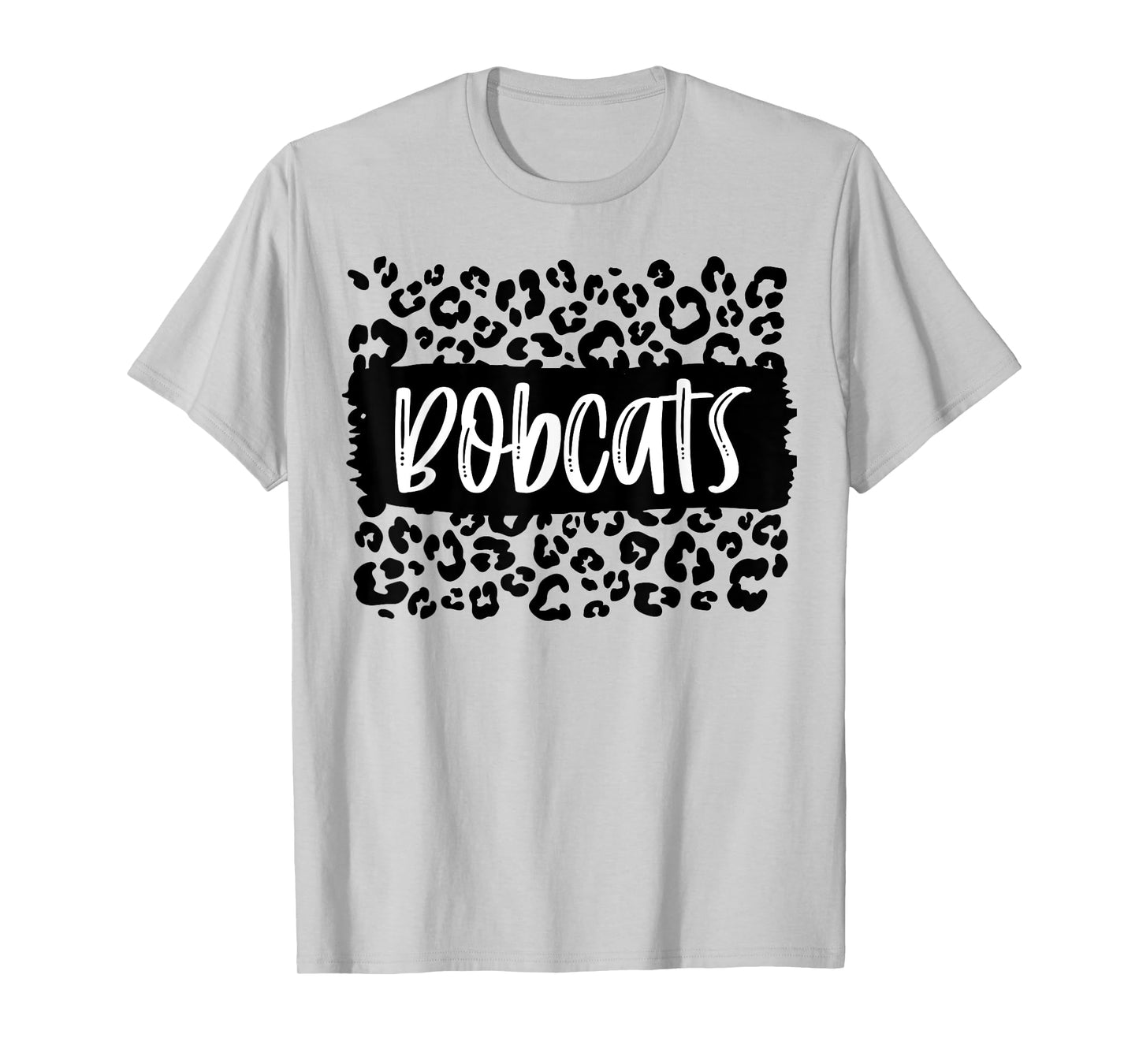Bobcats Team Mascot School Spirit Game Night Leopard Print T-Shirt