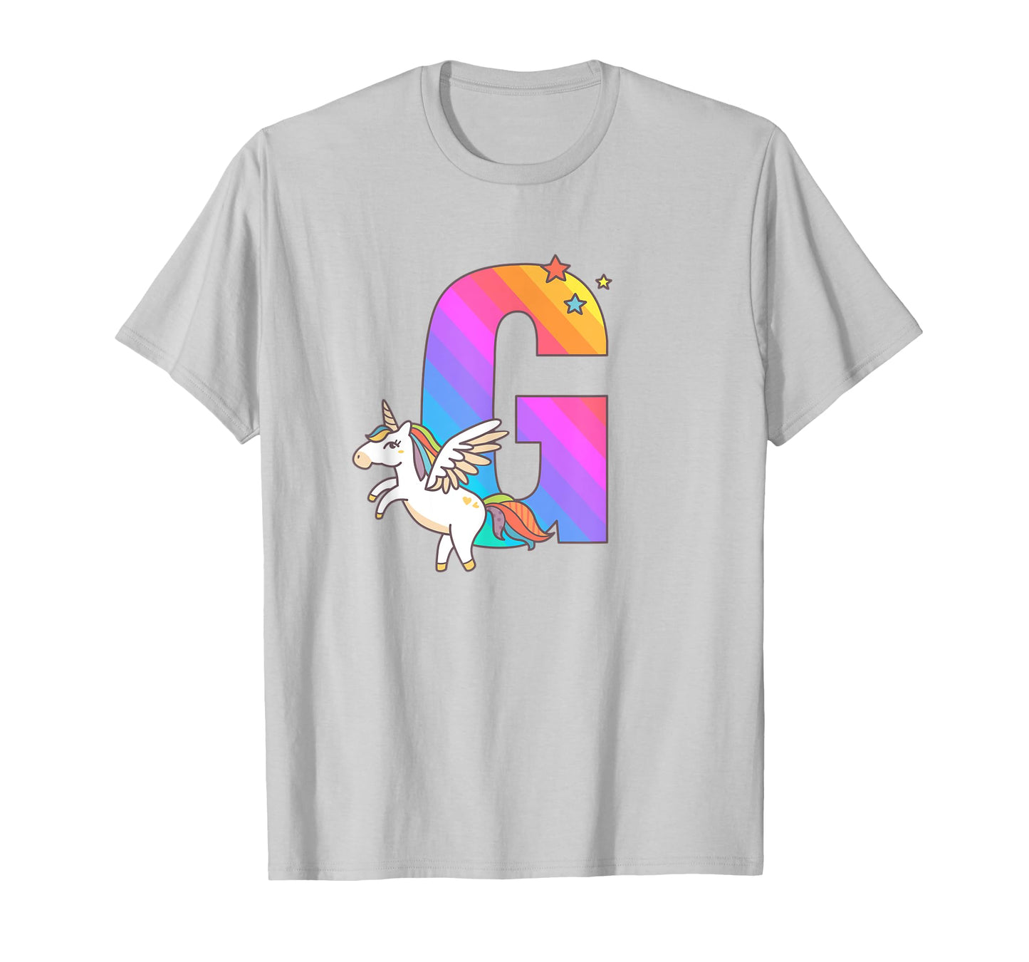 Unicorn Monogram Letter G Initial Cute Girls Birthday Gift T-Shirt