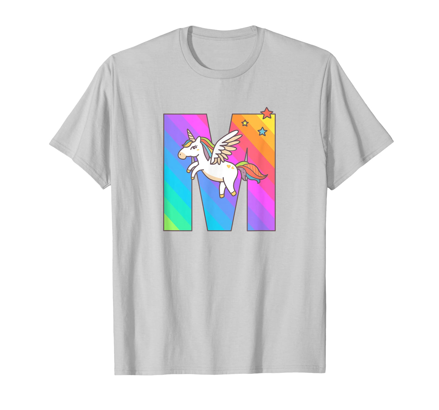 Unicorn Monogram Letter M Initial Cute Girls Birthday Gift T-Shirt