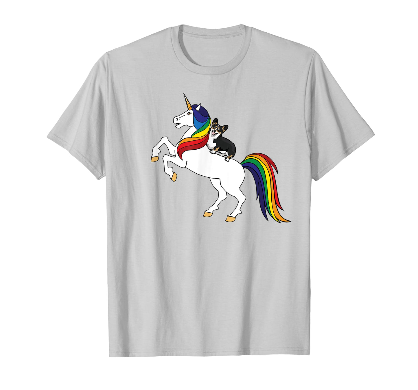 Funny Kids Womens Unicorn Pembroke Black Tri Corgi Lover T-Shirt