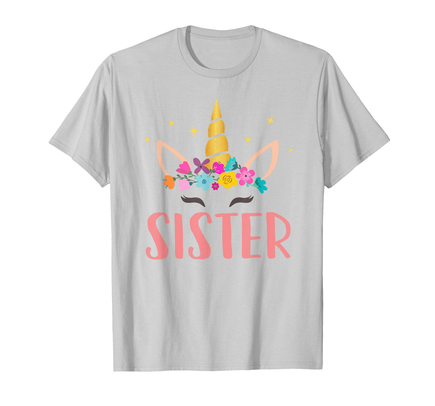 Sister Unicorn Floral Birthday Matching T-Shirt