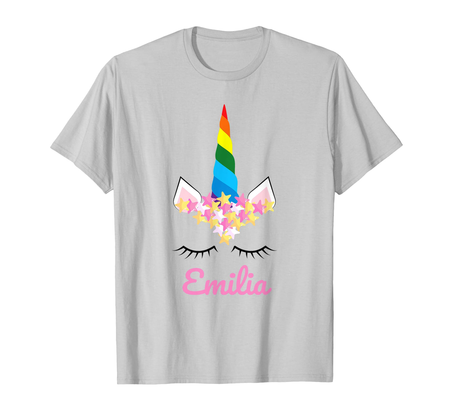 Cute Girls Unicorn Personalized Name Emilia Rainbow Unicorn T-Shirt