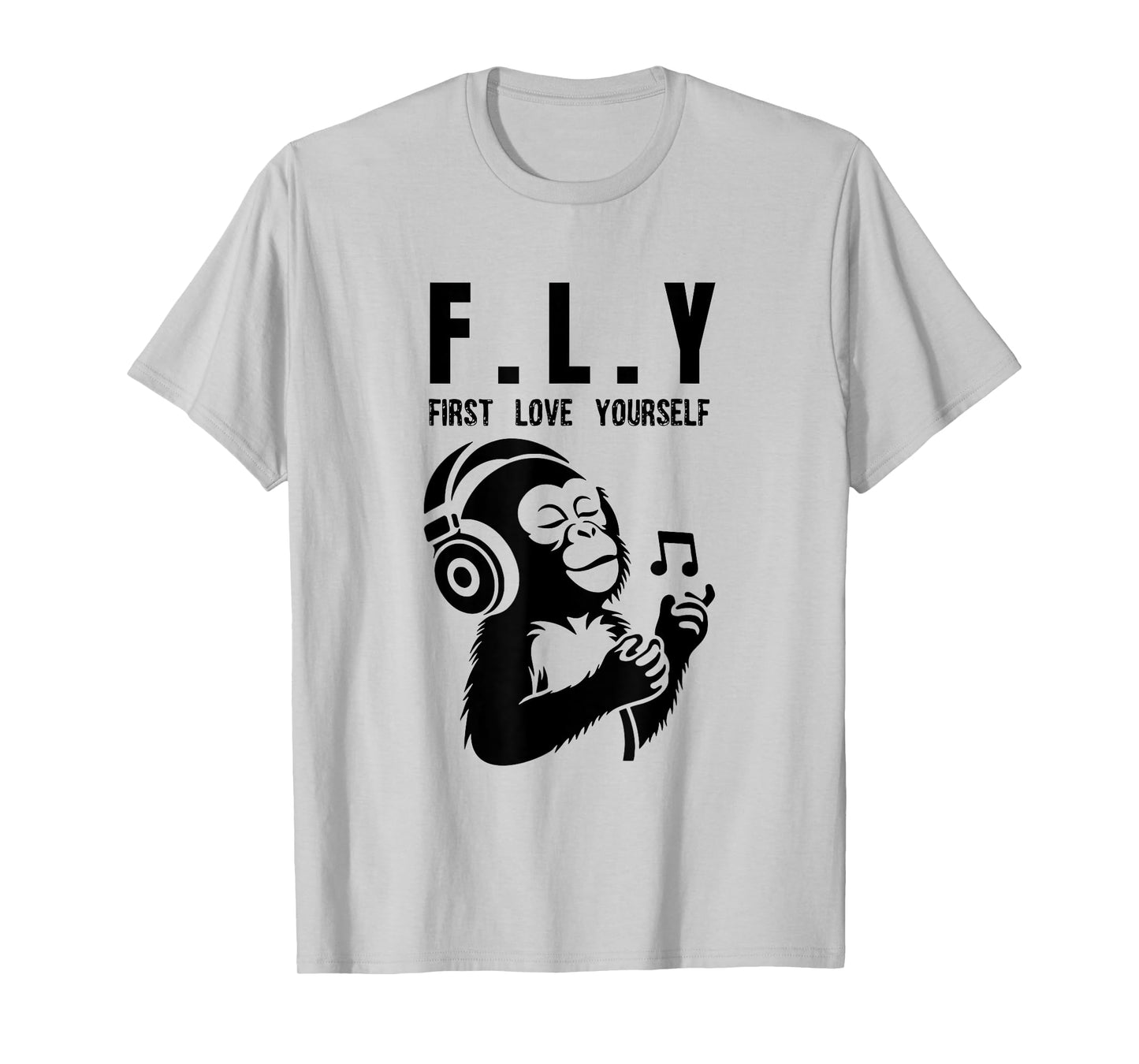 FLY First Love Yourself: Enjoy Music, Cute Monkey T-Shirt