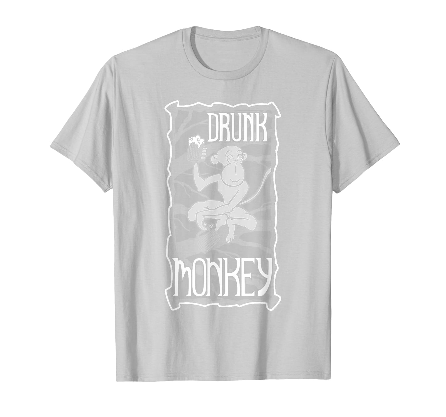 Drunk Monkey White Print T-Shirt T-Shirt