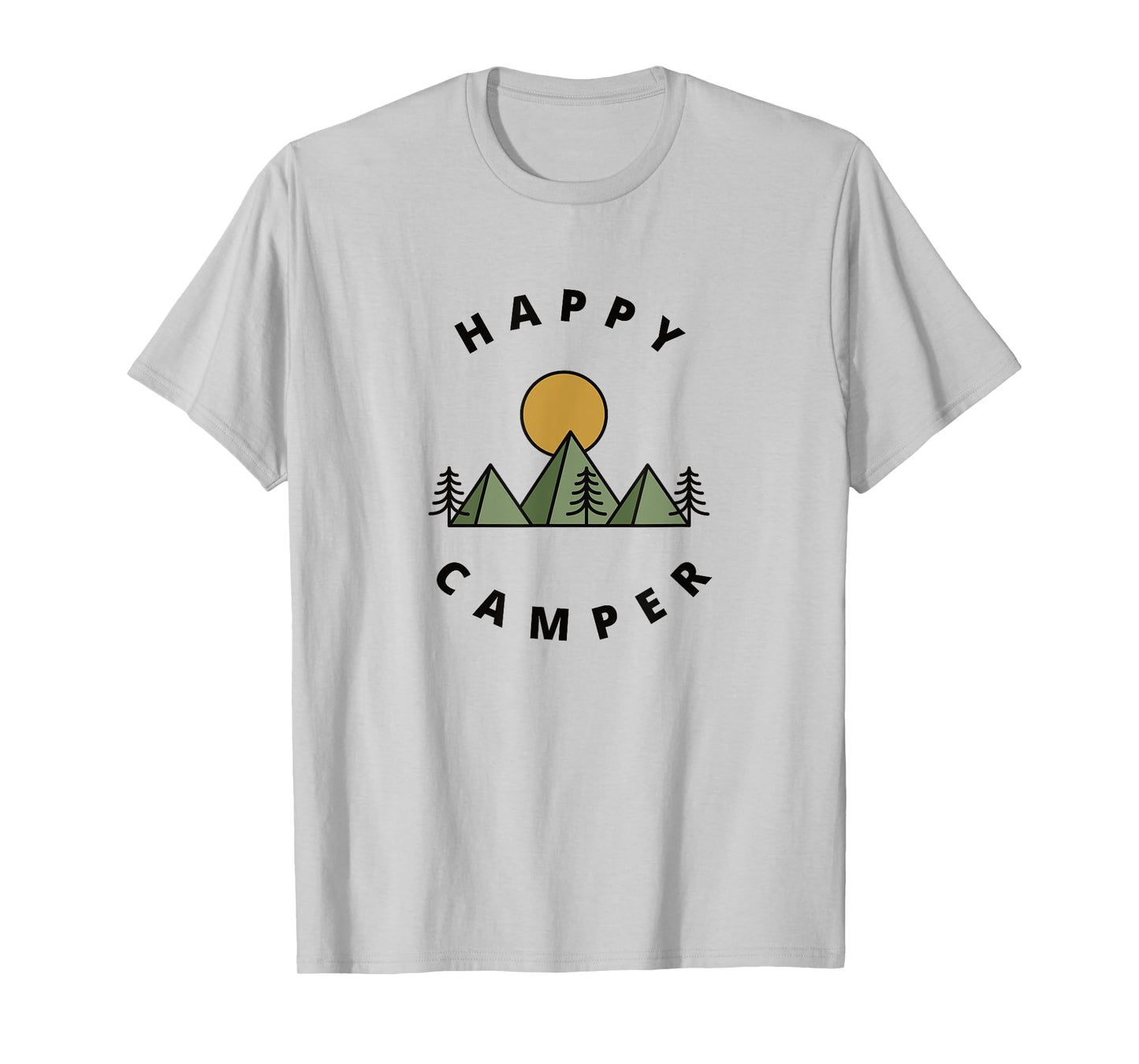 Happy Camper Camping Camp Forest Mountains Minimalist Mens T-Shirt