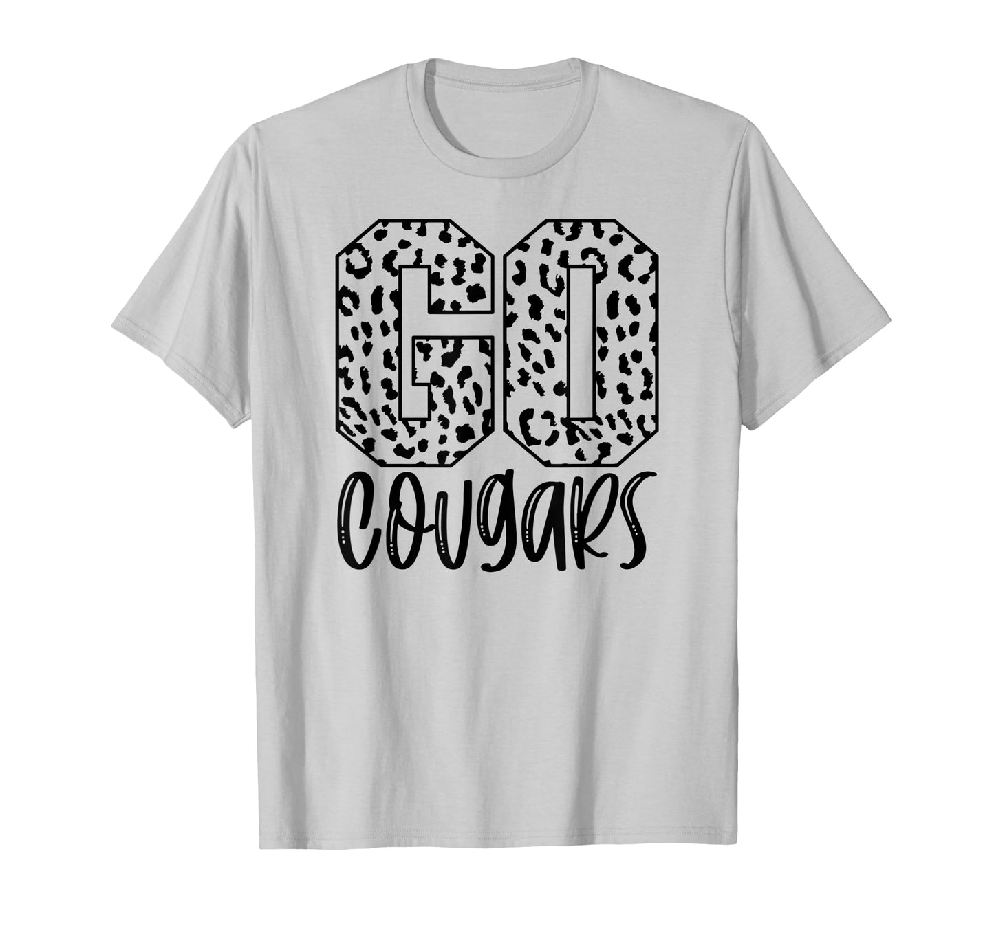Cougars Team Mascot School Spirit Game Night Leopard Print T-Shirt