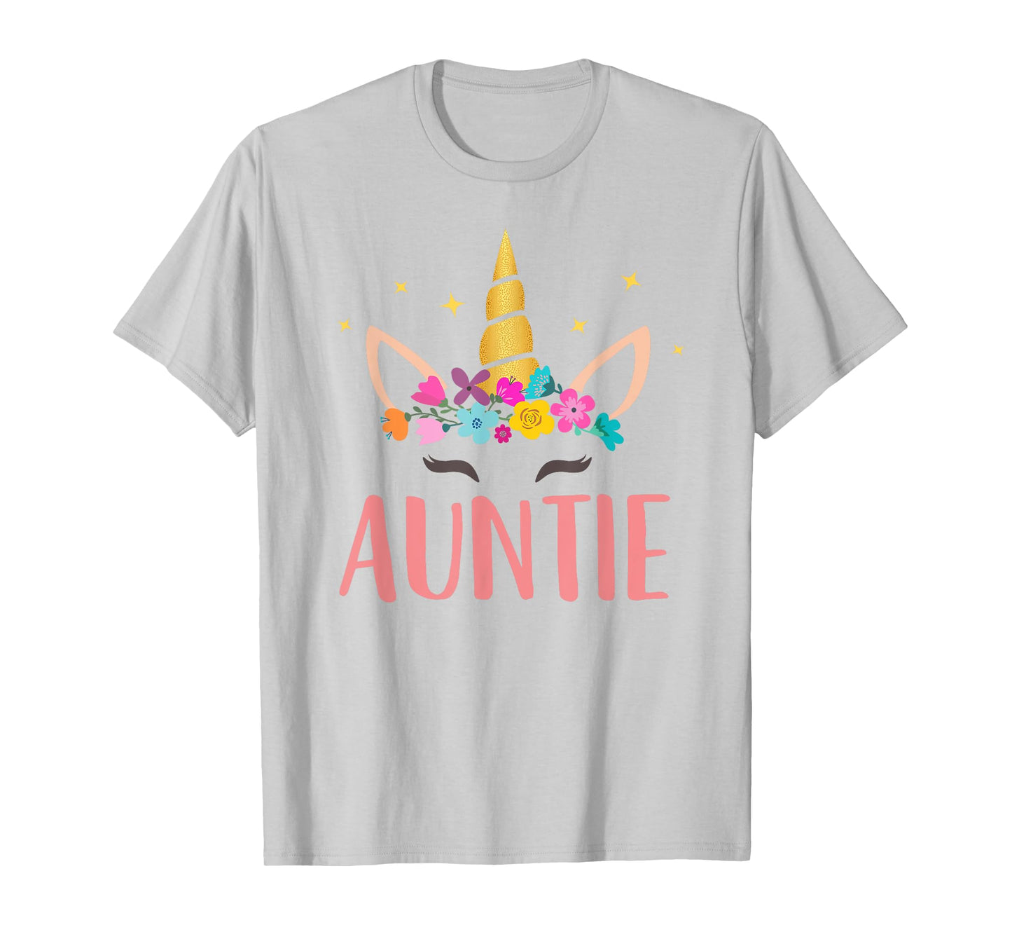 Auntie Unicorn Floral Birthday Matching T-Shirt