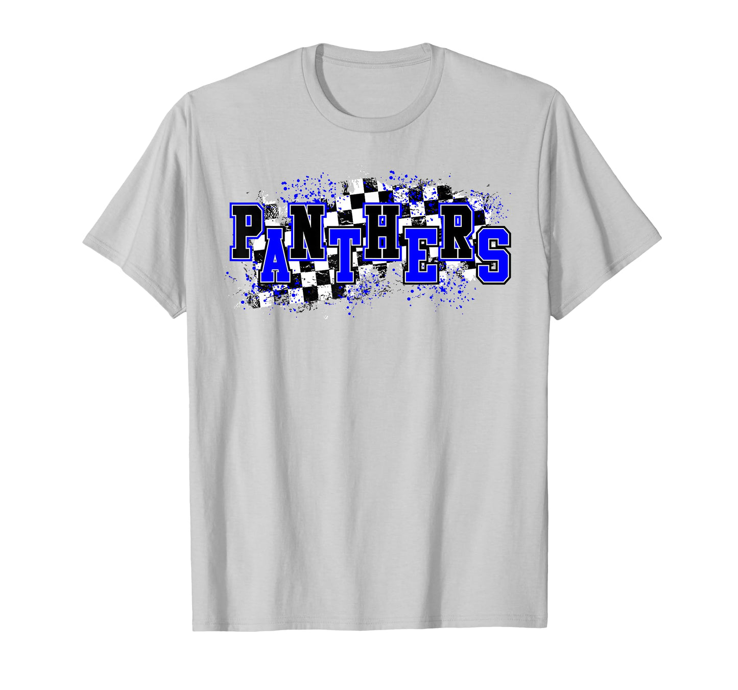 Panthers Checkered Print Panther Pride School Spirit Mascot T-Shirt