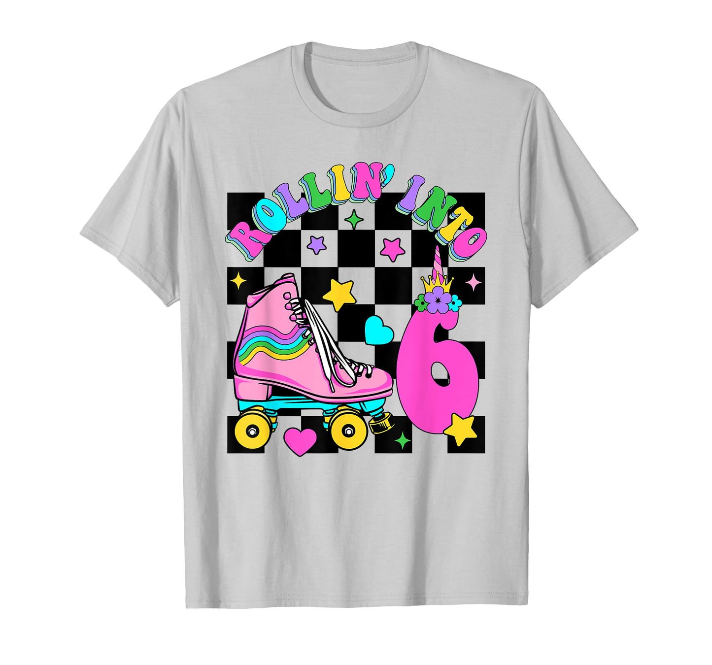 Rolling Into 6 Years Old Skater 6th Birthday Kids Girls T-Shirt