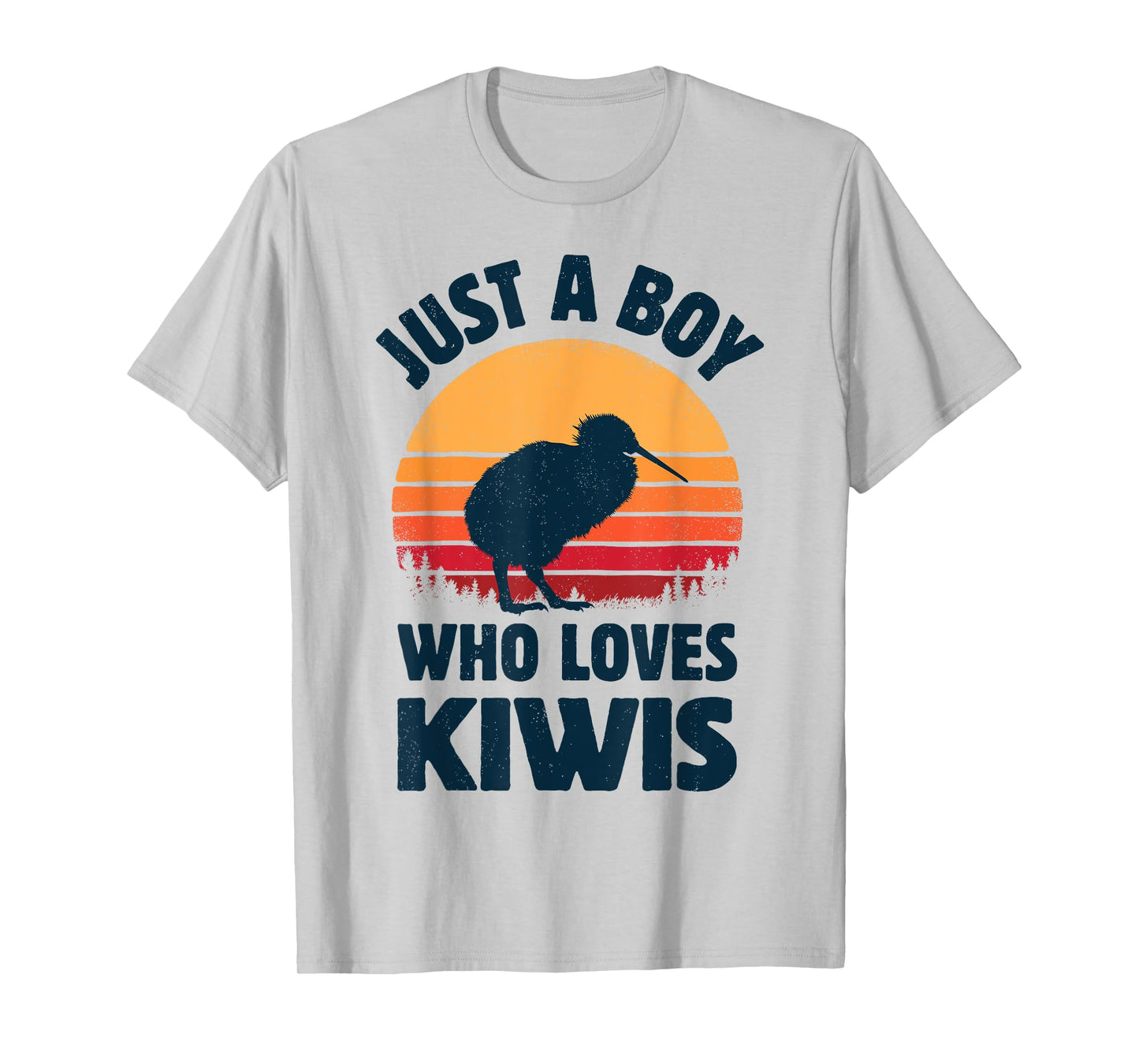 Kiwi Just A Boy Who Loves Kiwis Bird Retro Vintage Sunset T-Shirt
